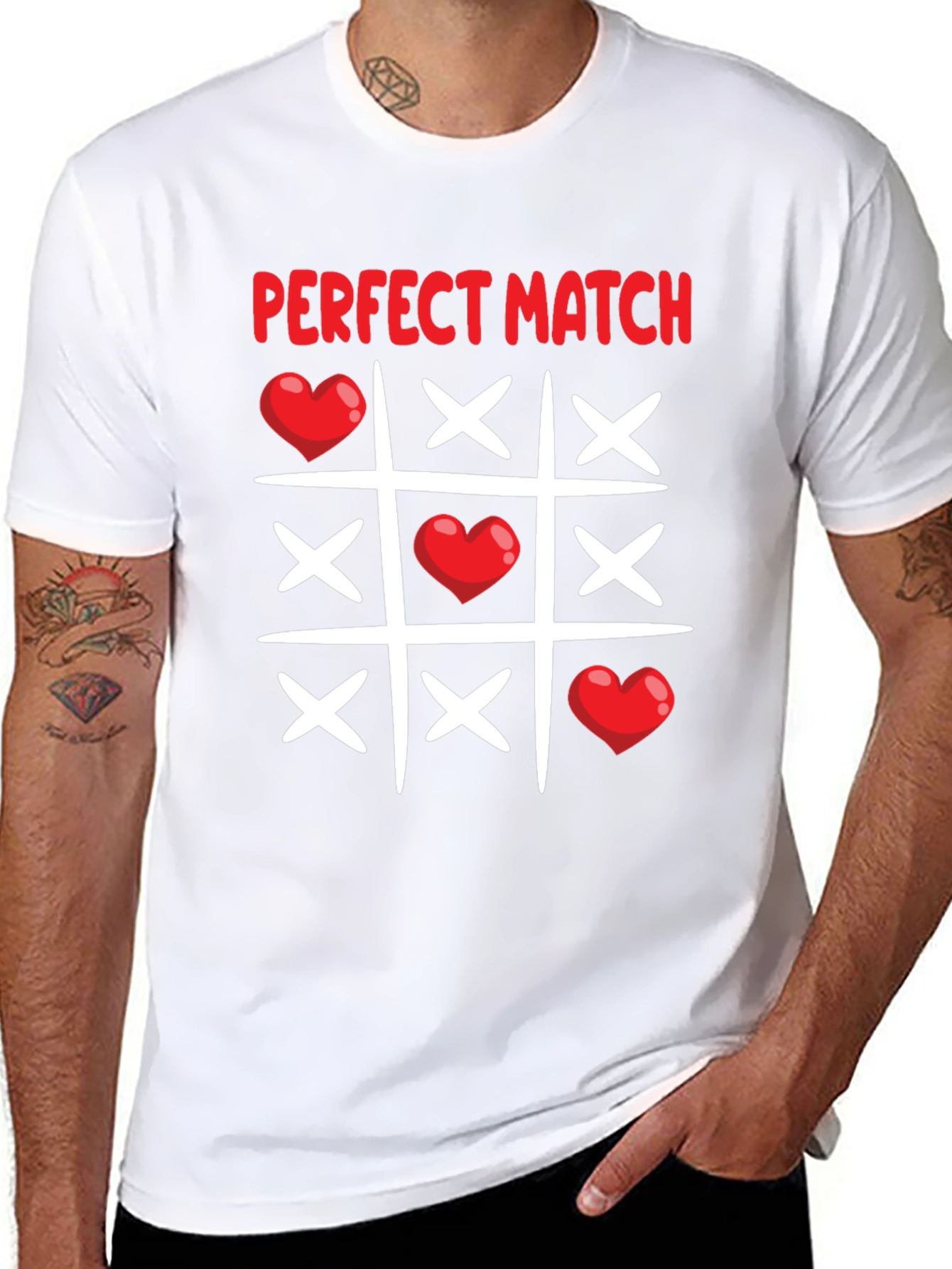 Black Perfect Match T-Shirt - Valentine's Day Tic-Tac-Toe Love Tee view 8