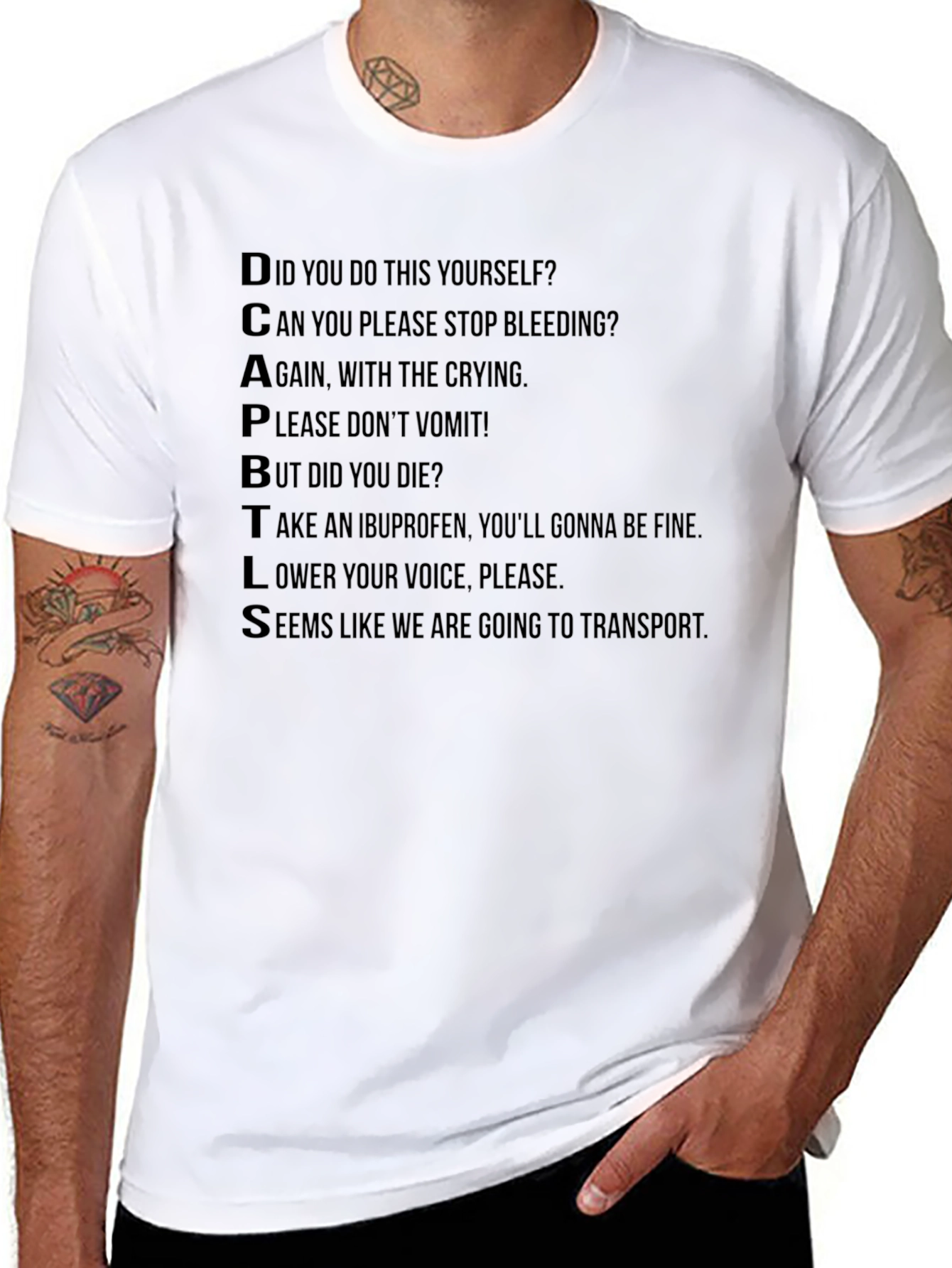 Black DCAPBTLS Funny Medical Humor T-Shirt view 8