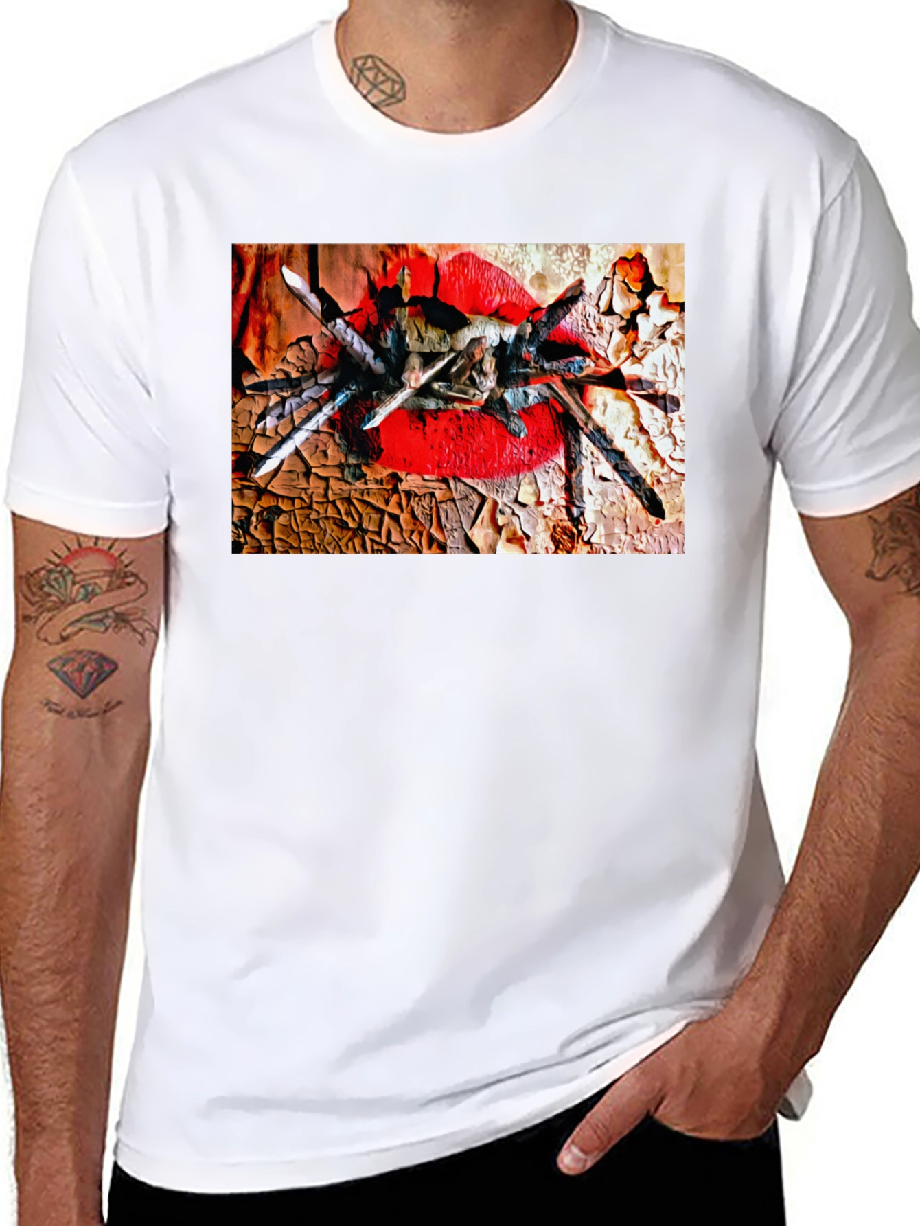 Black Tarantula Lips Graphic Black T-Shirt view 8