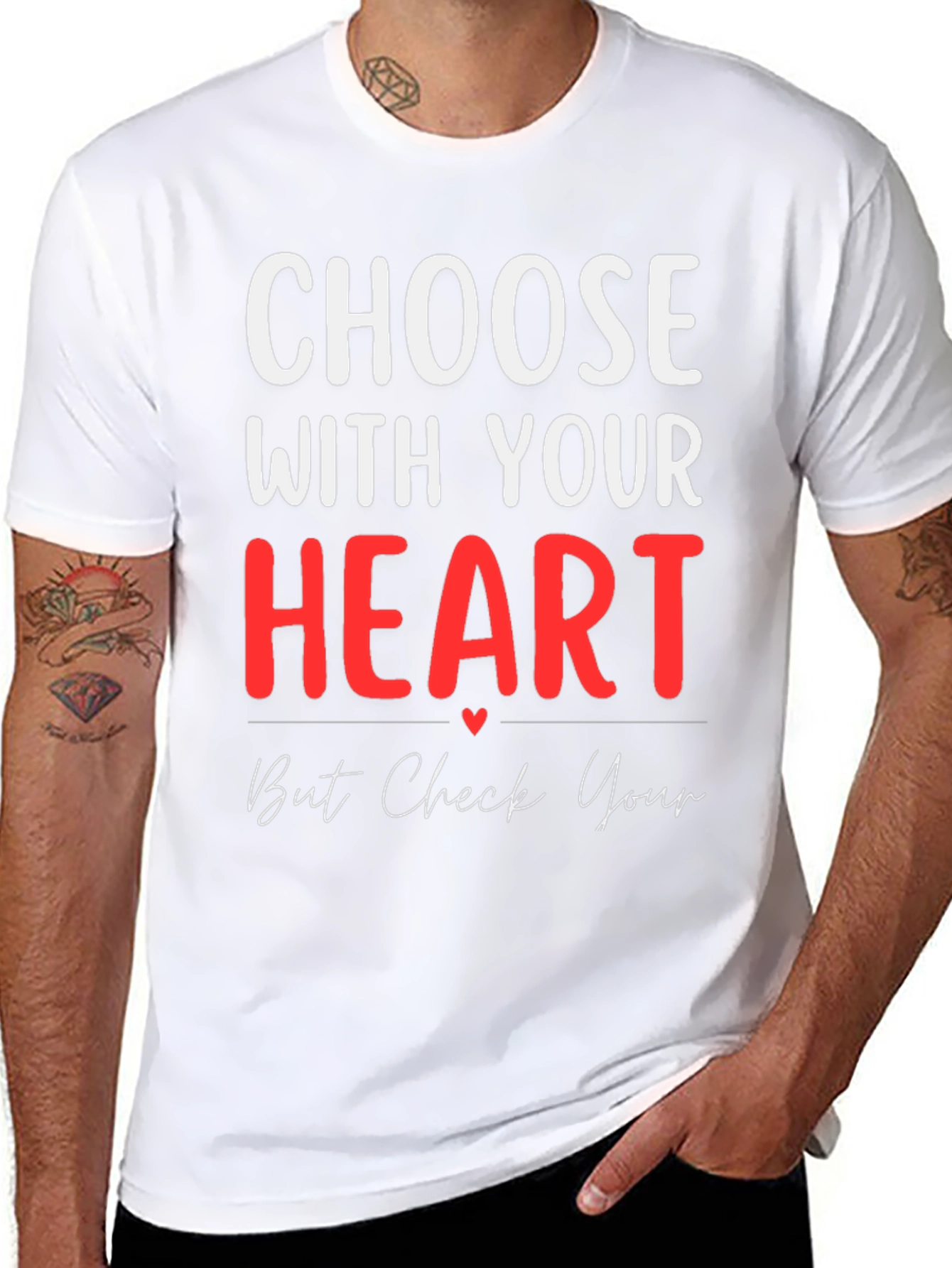 Black Choose with Your Heart Graphic T-Shirt view 8