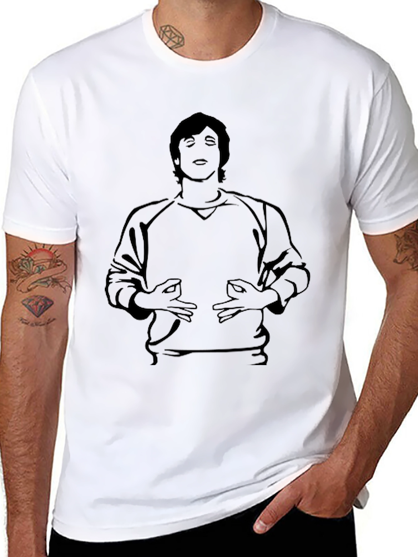 Black Black T-Shirt with Meditating Man Graphic Tee view 8