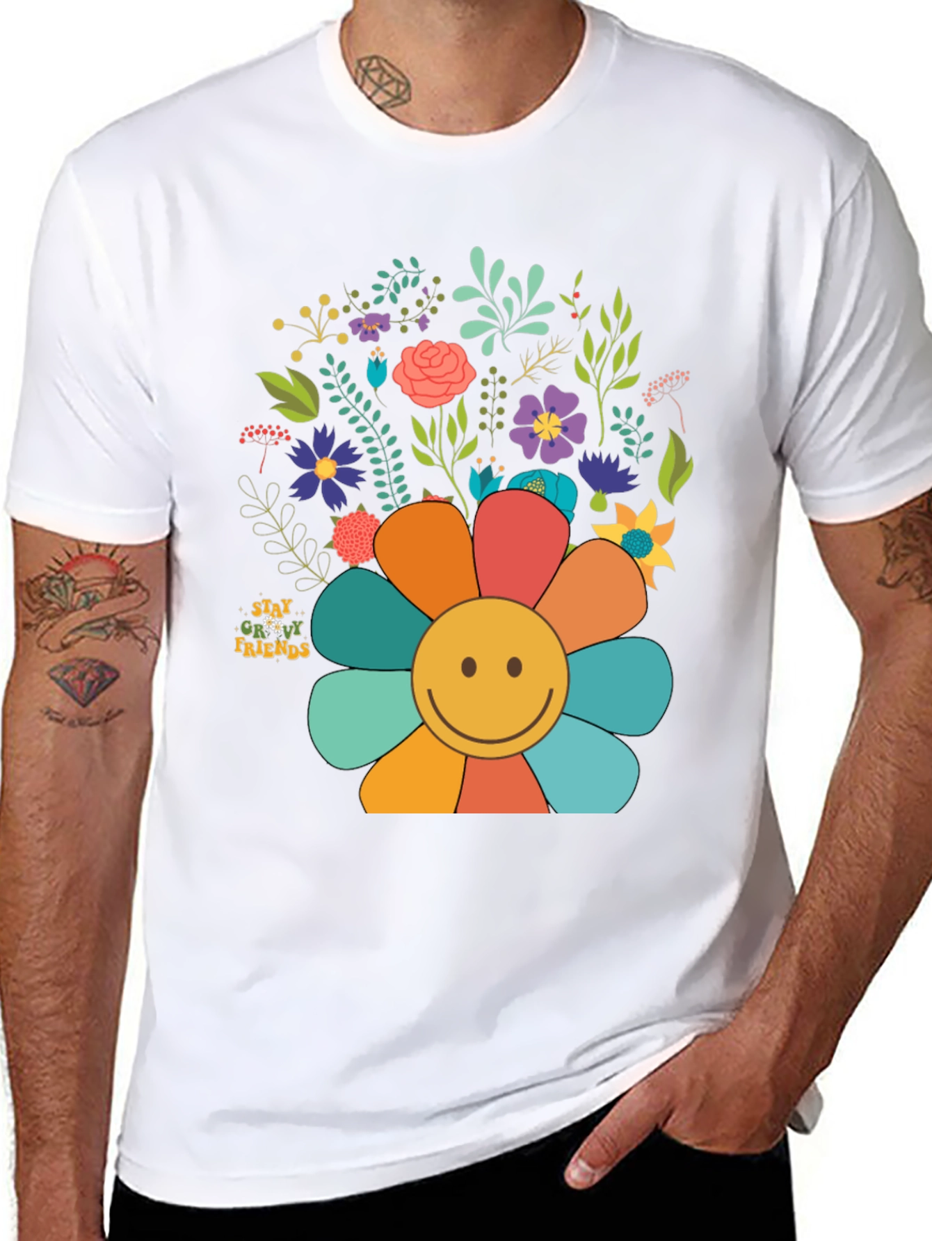 Black Groovy Flower Power Tee view 8