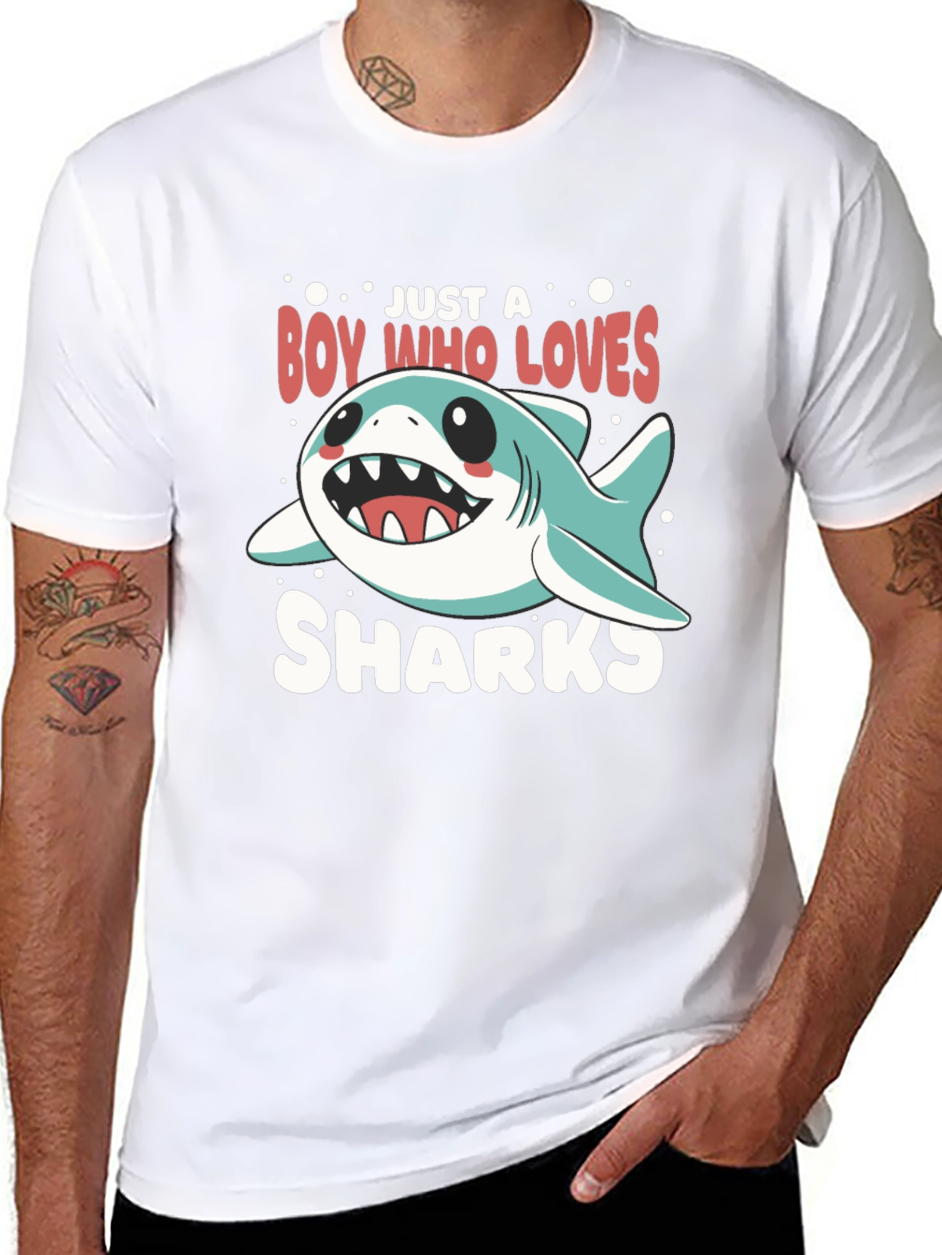 Black Boy Who Loves Sharks T-Shirt view 8