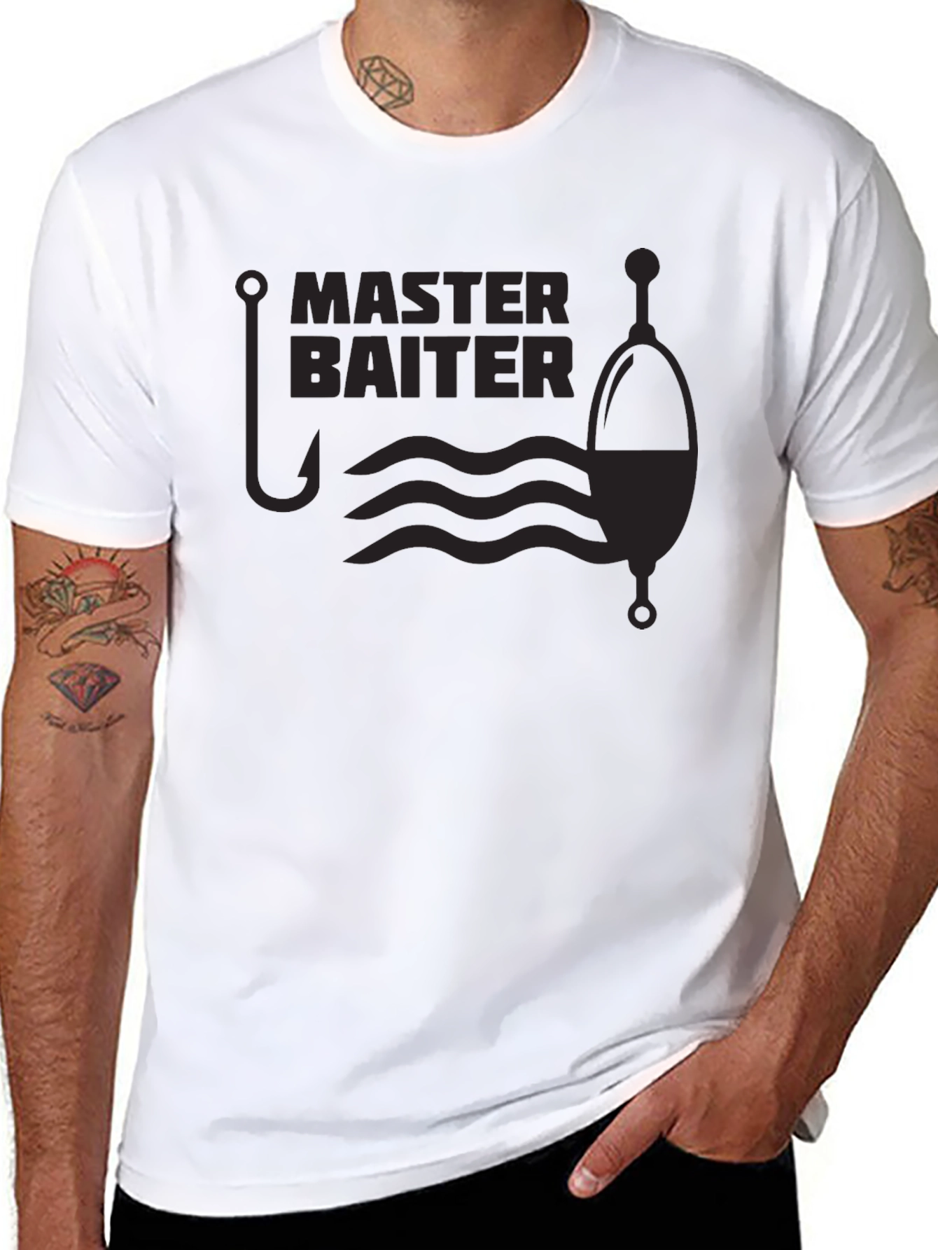 Black Master Baiter Fishing T-Shirt - Funny Angler Tee view 8