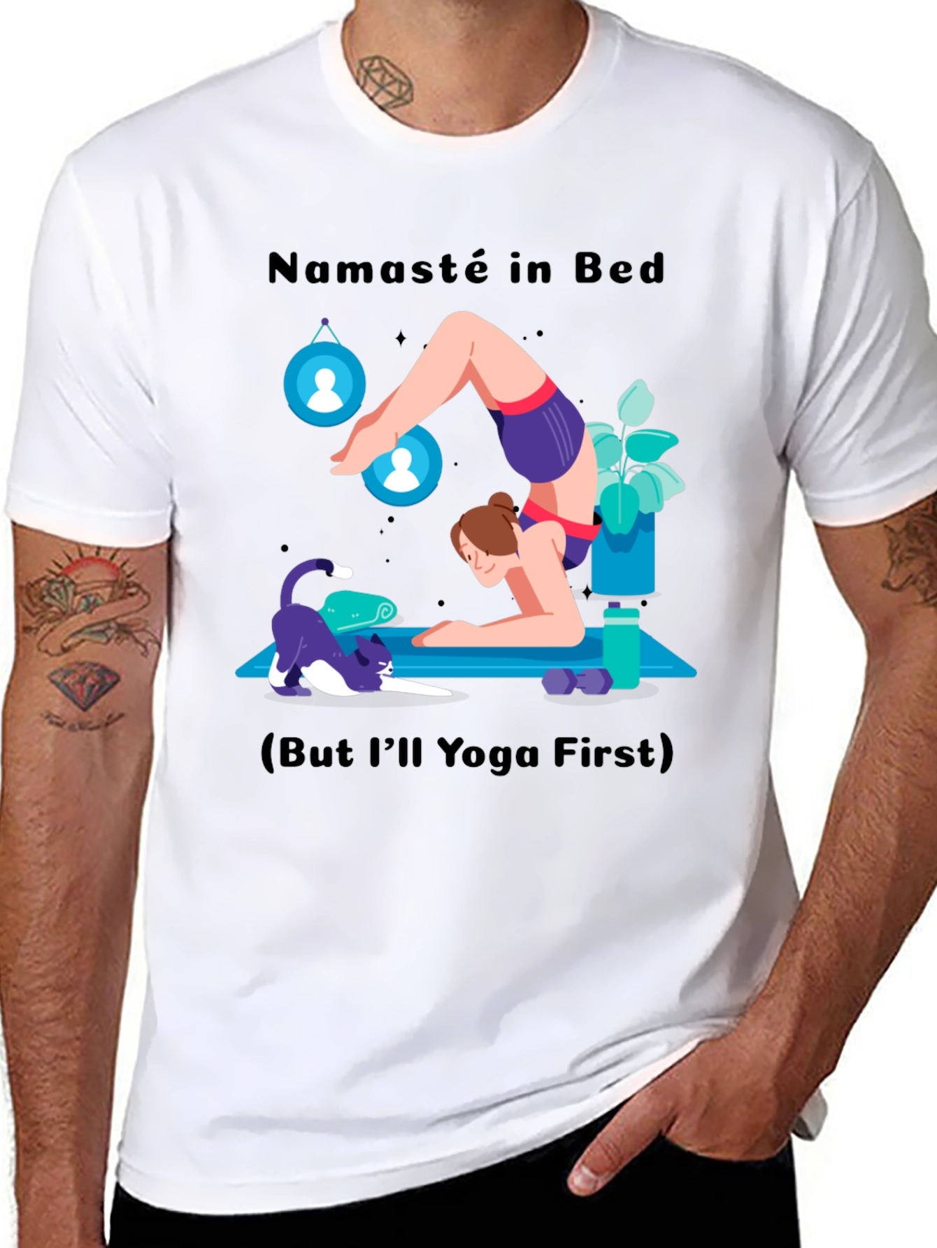 Black Namaste in Bed Yoga Graphic Tee view 8