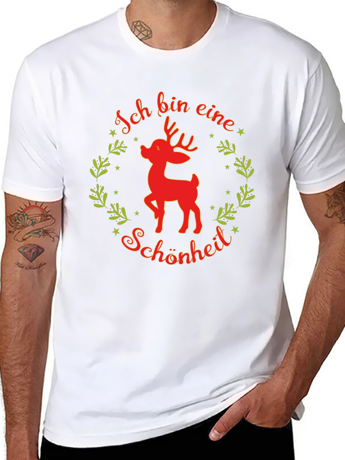 Black Festive Reindeer T-Shirt - Ich Bin Eine Schönheit view 8
