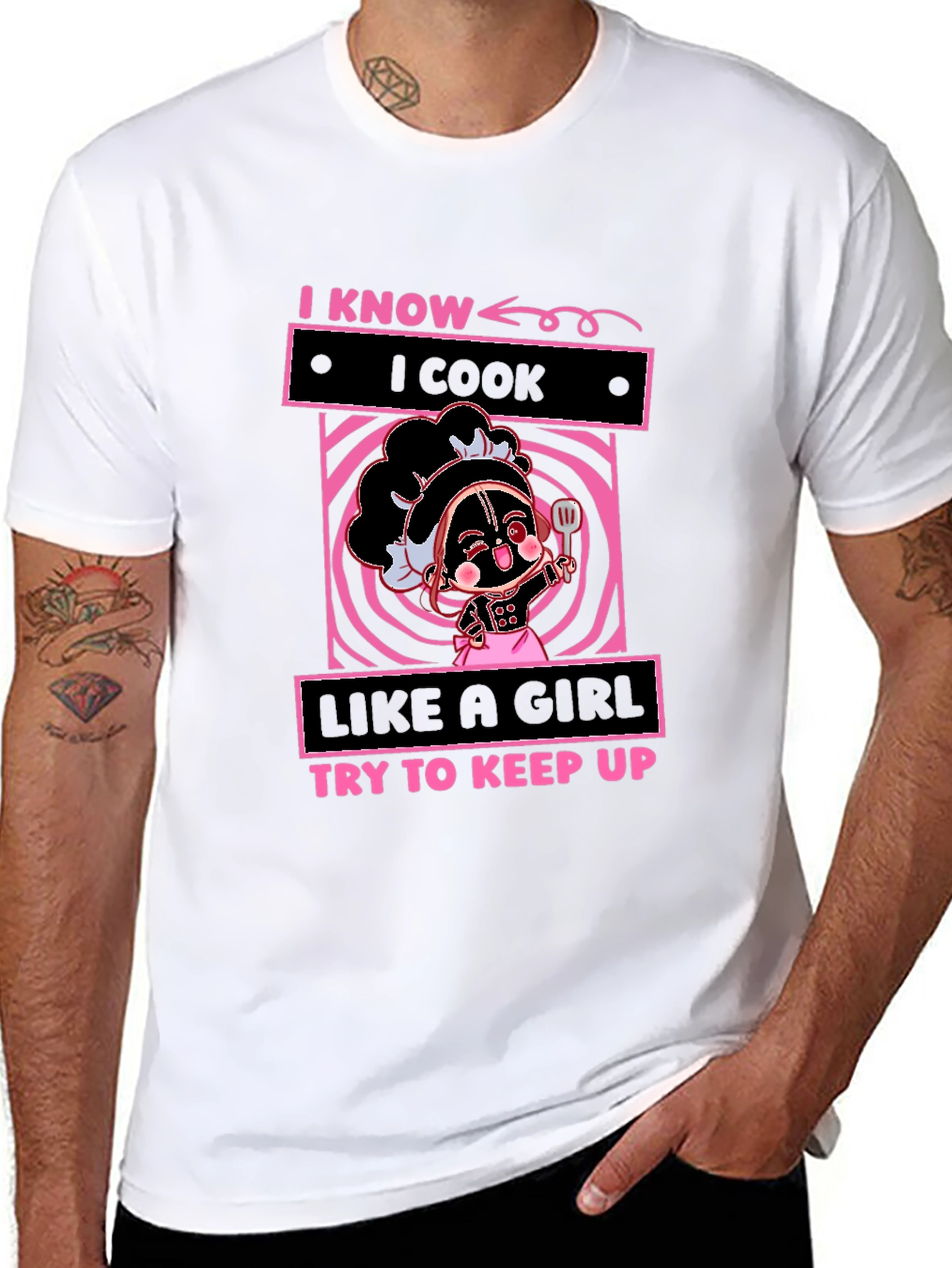 Black I Know I Cook Like A Girl T-Shirt view 8