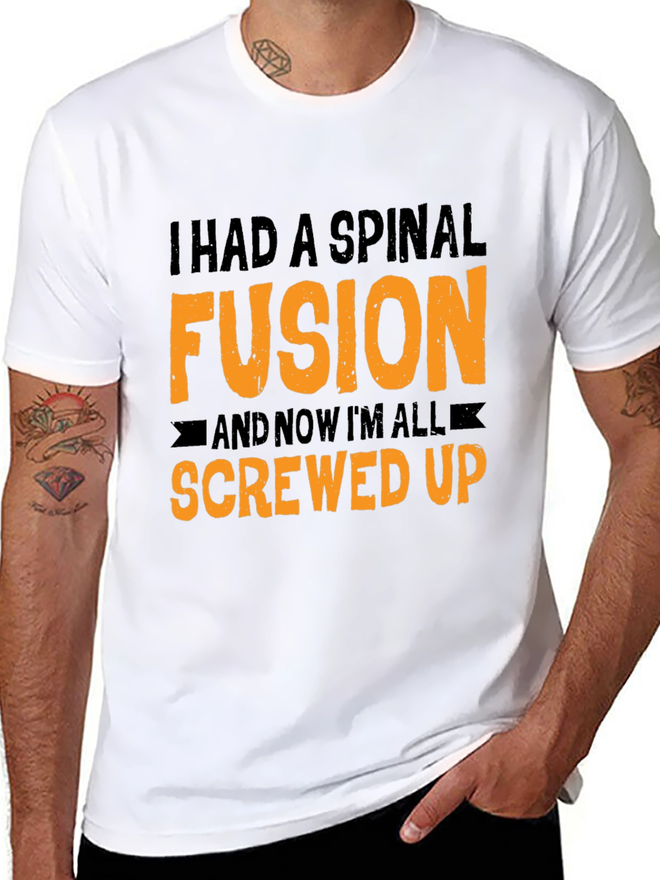 Black Spinal Fusion Graphic Tee - Funny Screw Up Humor view 8