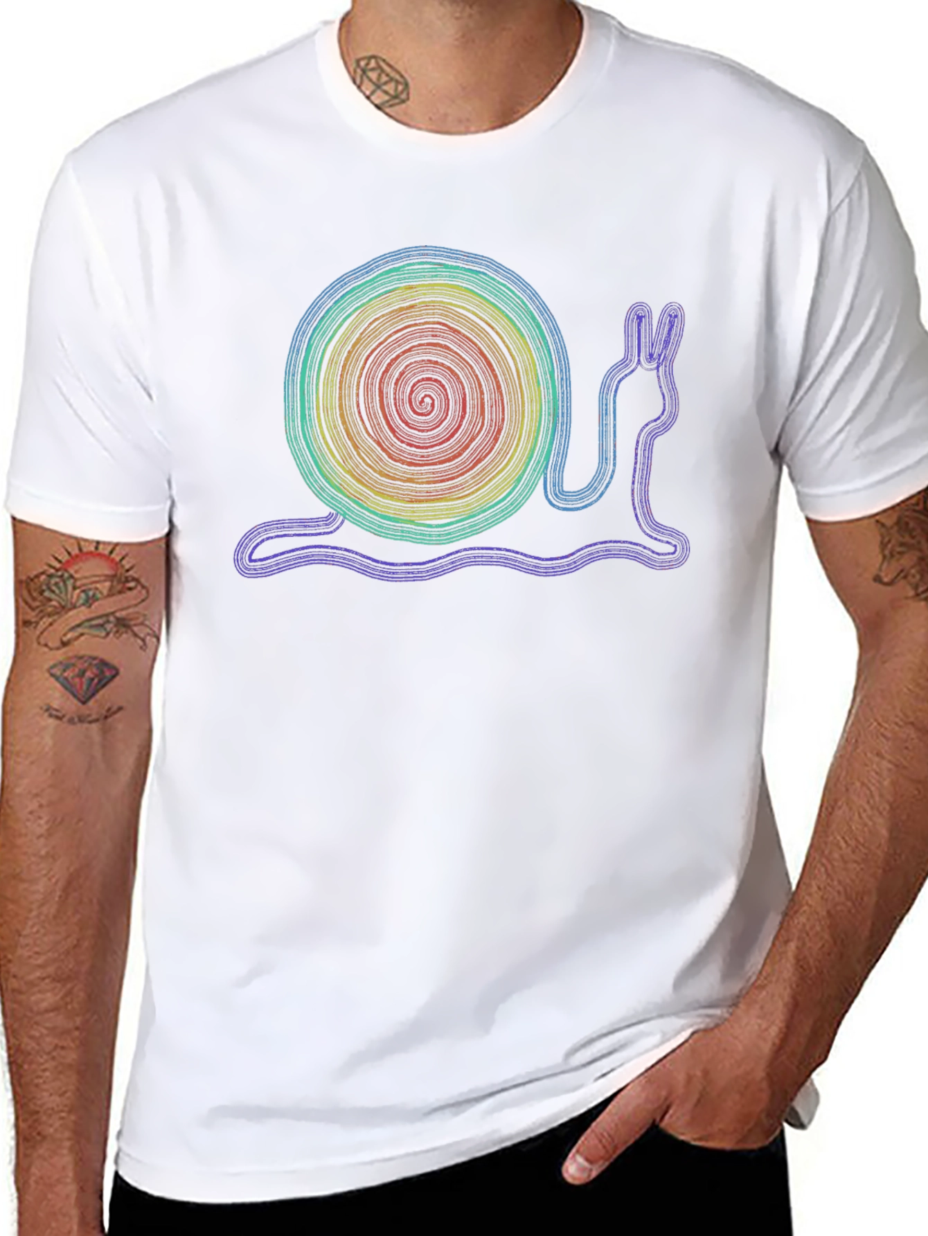 Black Rainbow Snail Graphic T-Shirt - Unique Design view 8