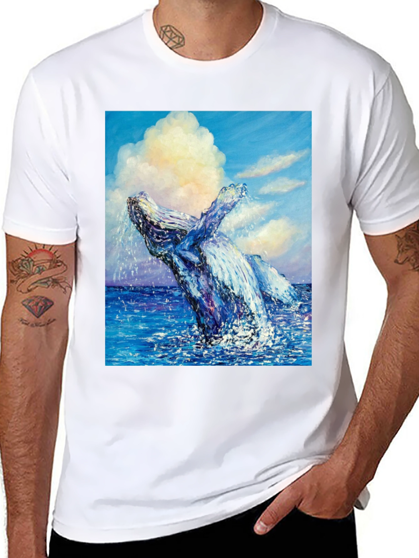 Black Whale Painting T-Shirt - Ocean Art view 8