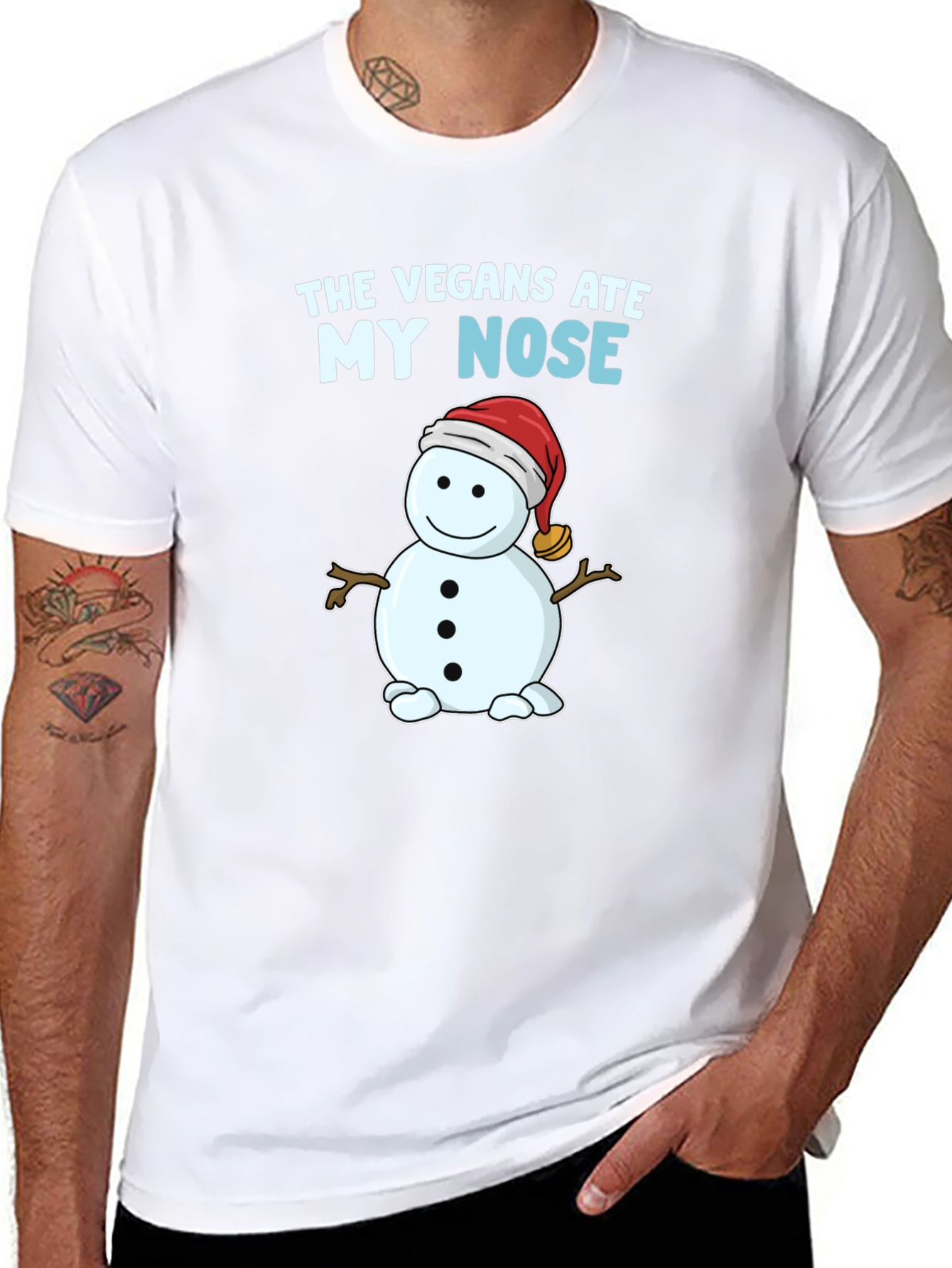 Black The Vegans Ate My Nose T-Shirt Snowman Funny view 8