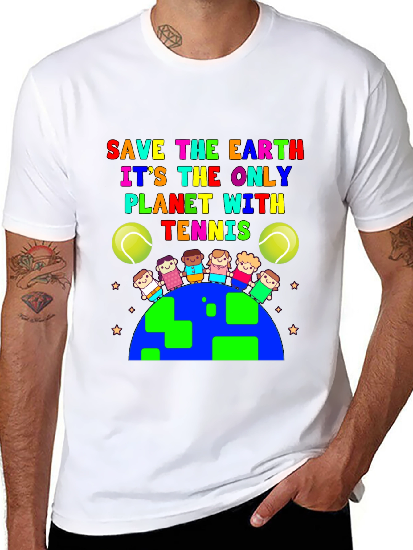 Save the Earth Tennis Graphic T-Shirt - 8