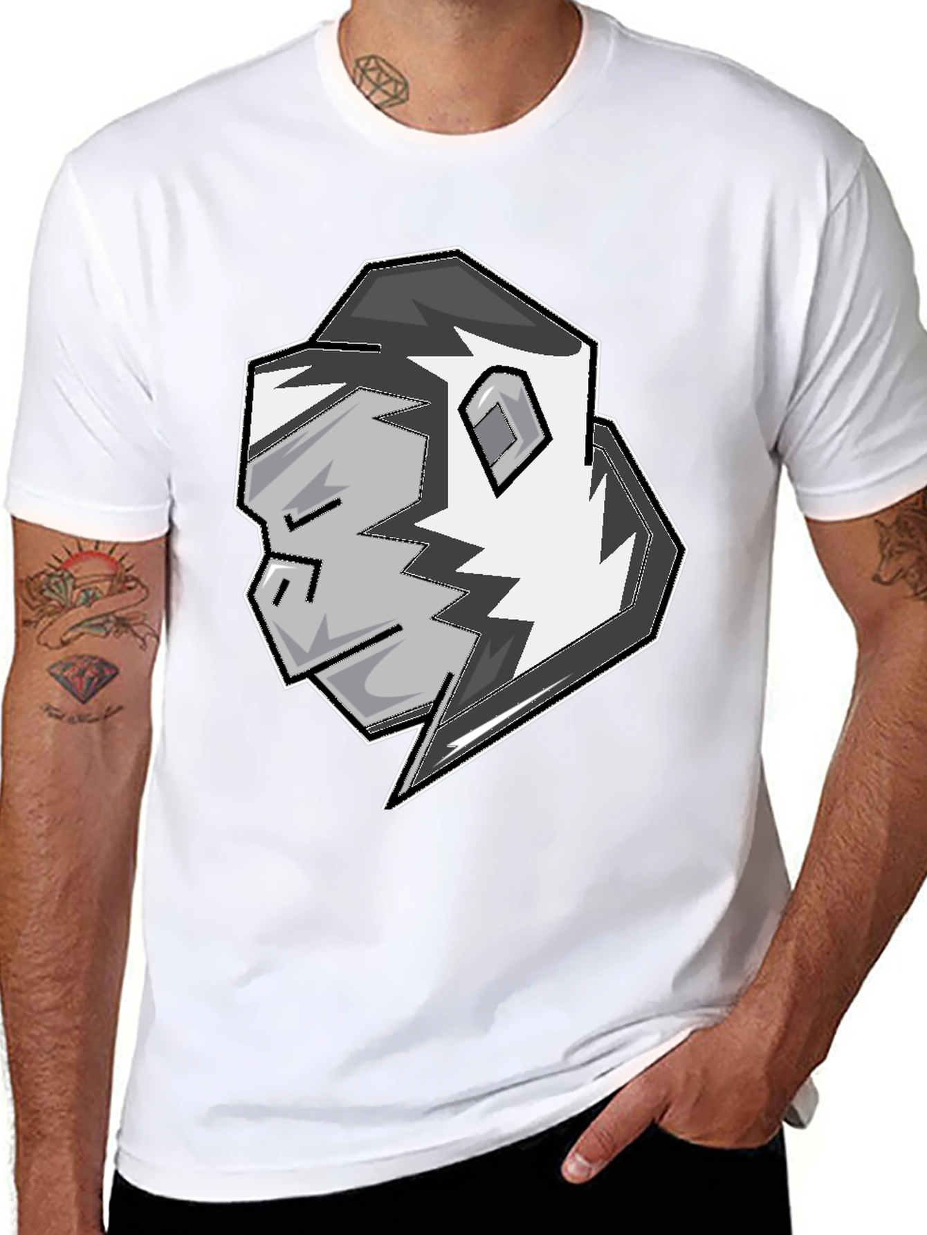 Black Stylish Gorilla Graphic T-Shirt - Black view 8
