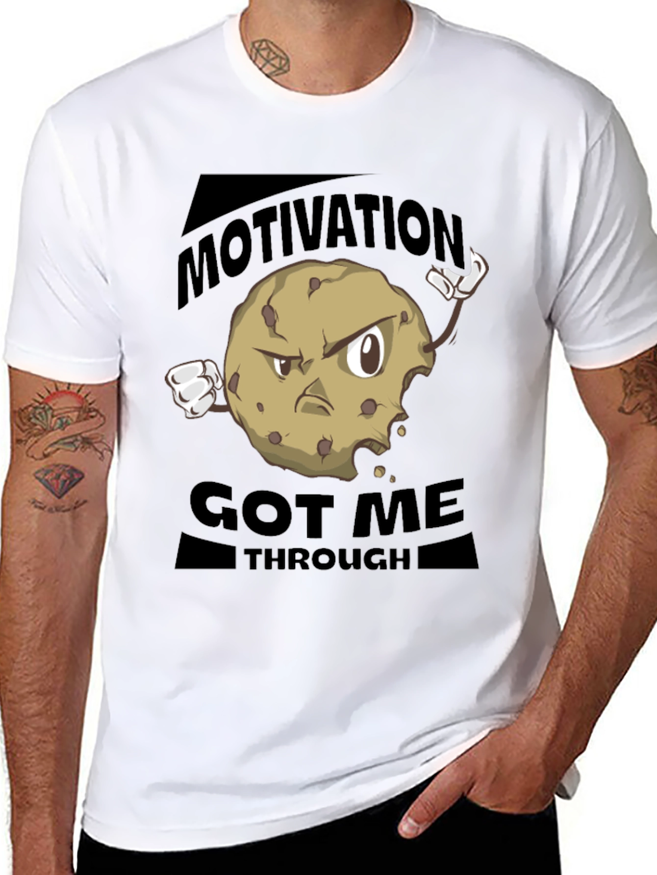 Black Motivational Cookie T-Shirt - Get Through Anything! view 8