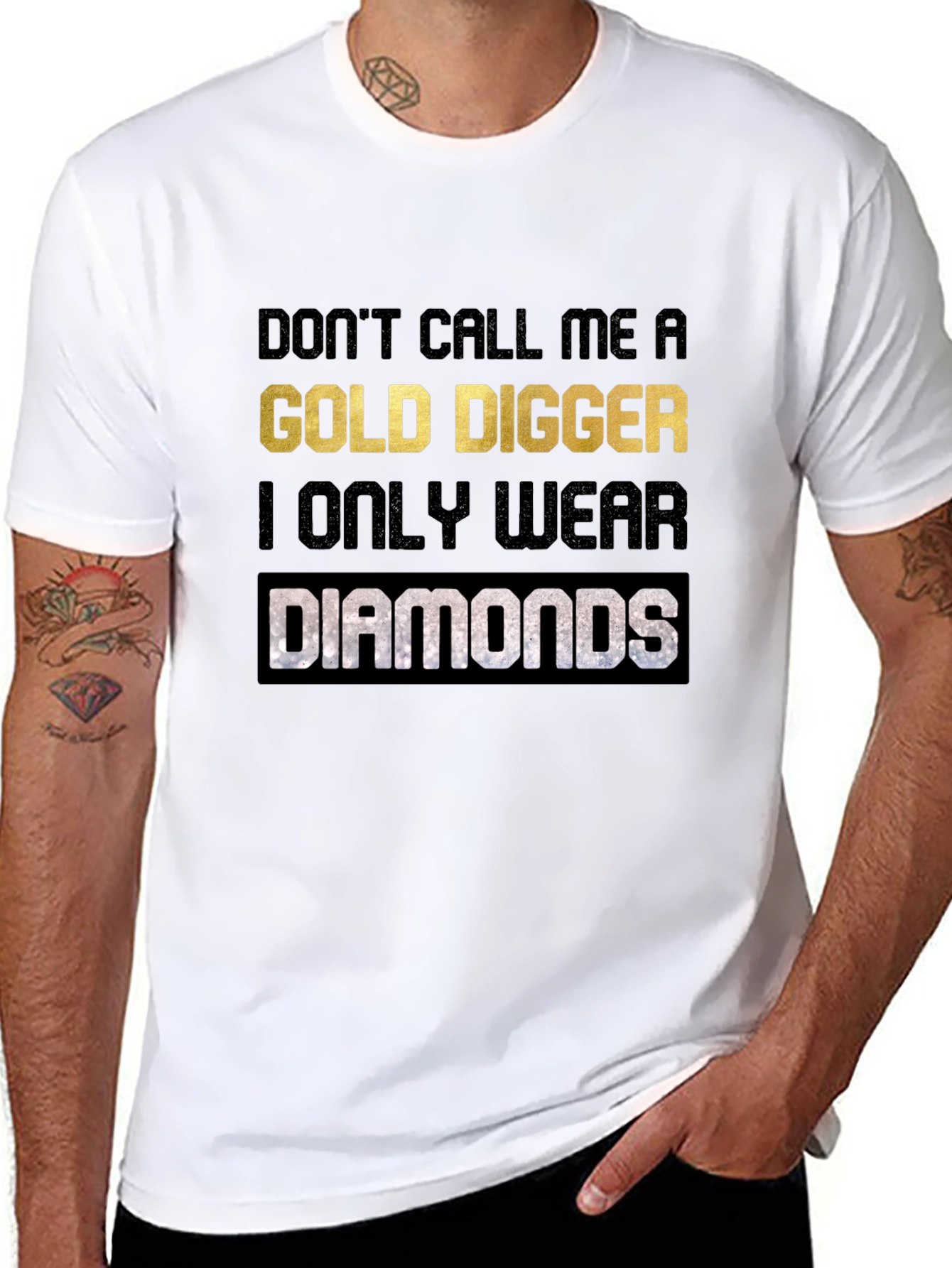 Black Gold Digger Diamonds Graphic Tee - Black Cotton view 8