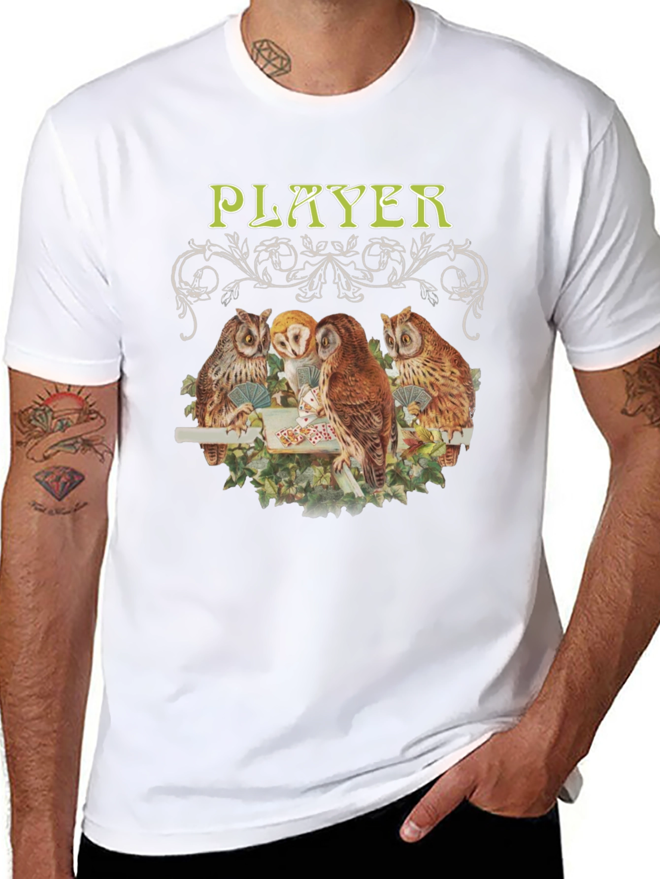 Black Owl Player Graphic Tee - Novelty Design view 8