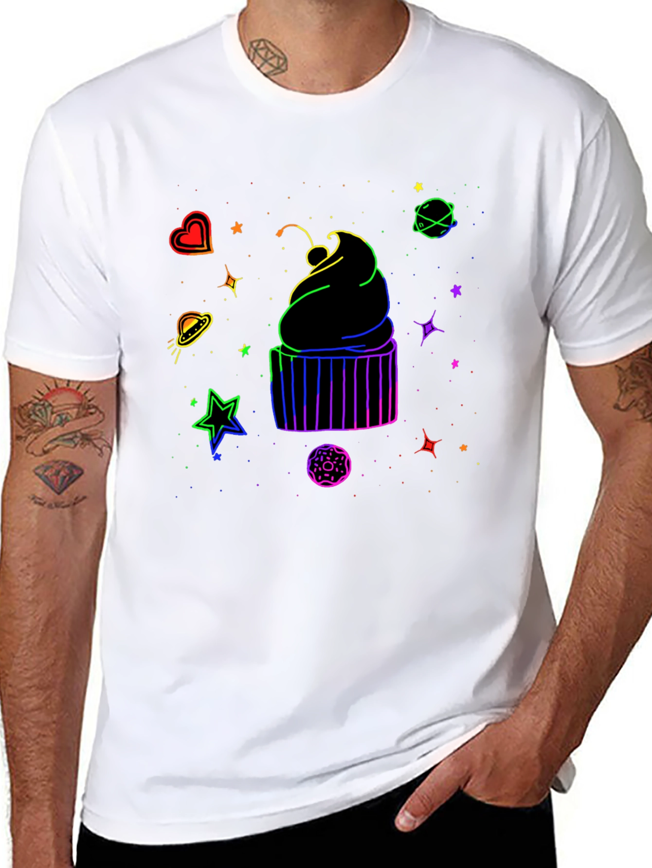 Black Cosmic Cupcake Graphic T-Shirt - Black view 8
