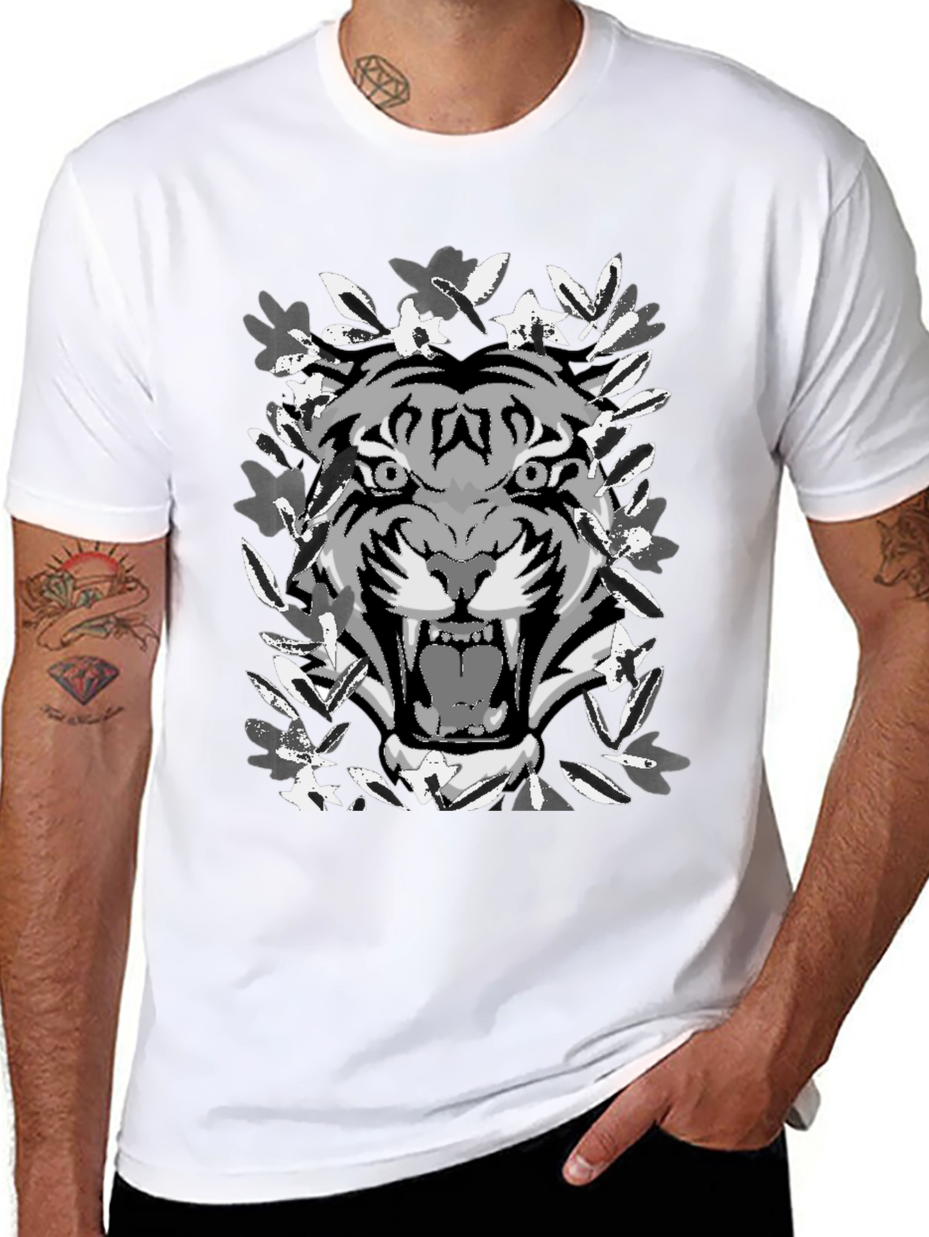 Black Tiger Graphic Black T-Shirt view 8