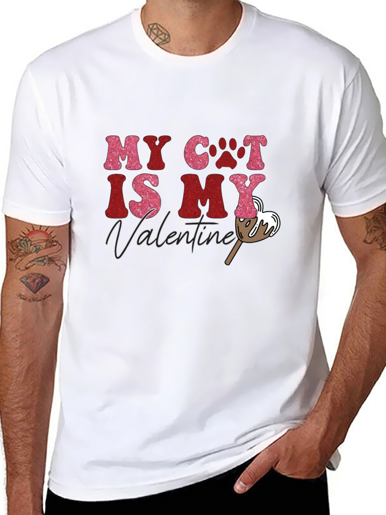 Black My Cat is My Valentine T-Shirt view 8