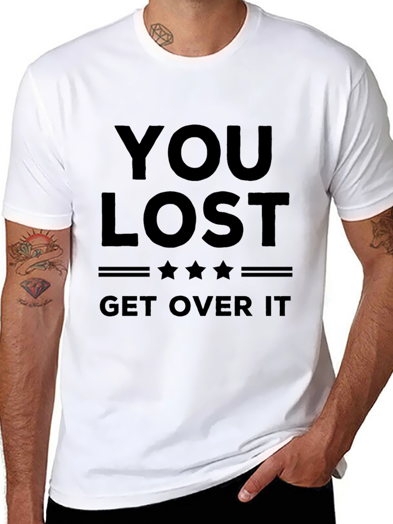 Black You Lost Get Over It T-Shirt - Black Graphic Tee view 8