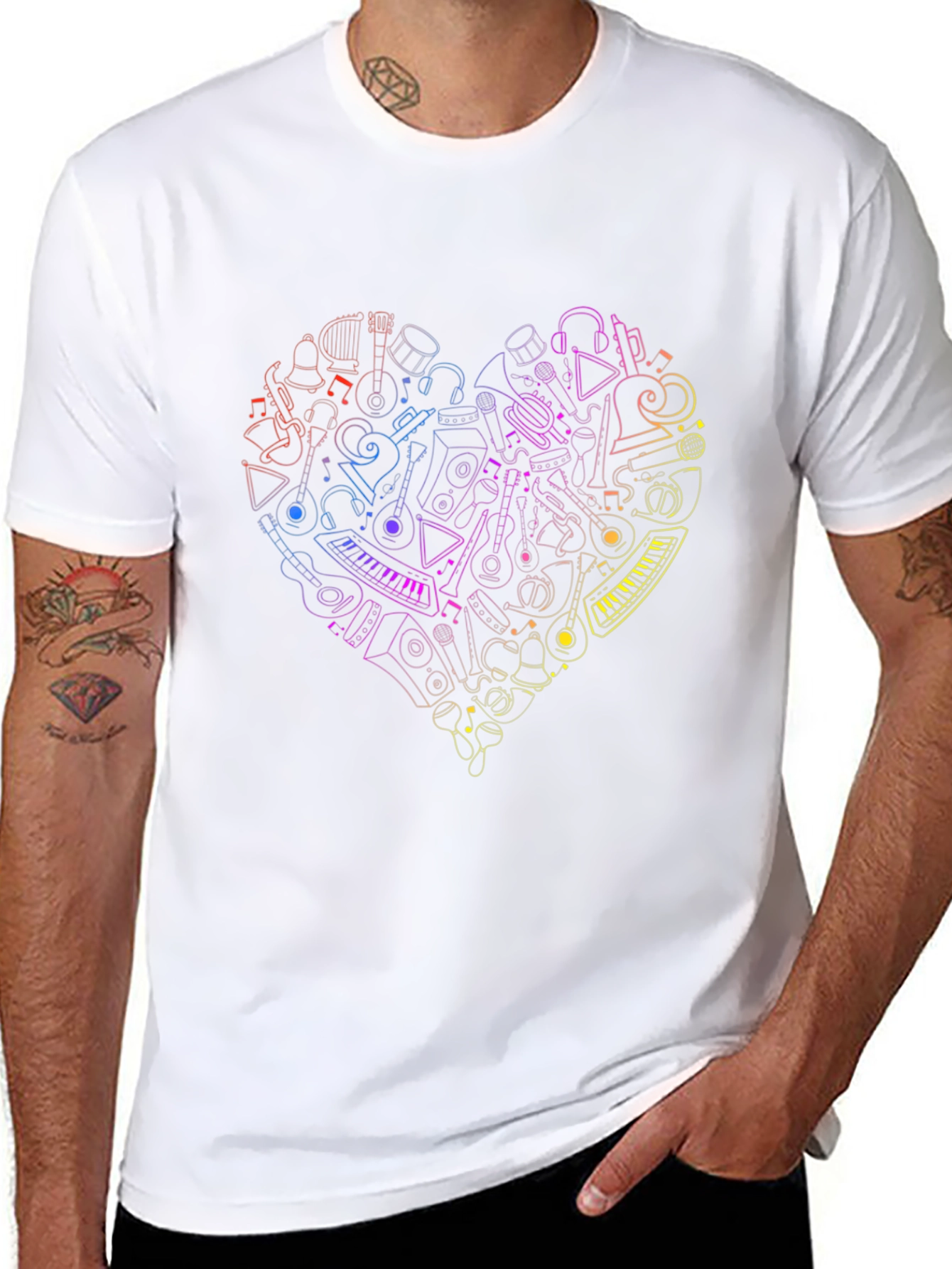 Black Musical Heart Graphic T-Shirt - Black view 8
