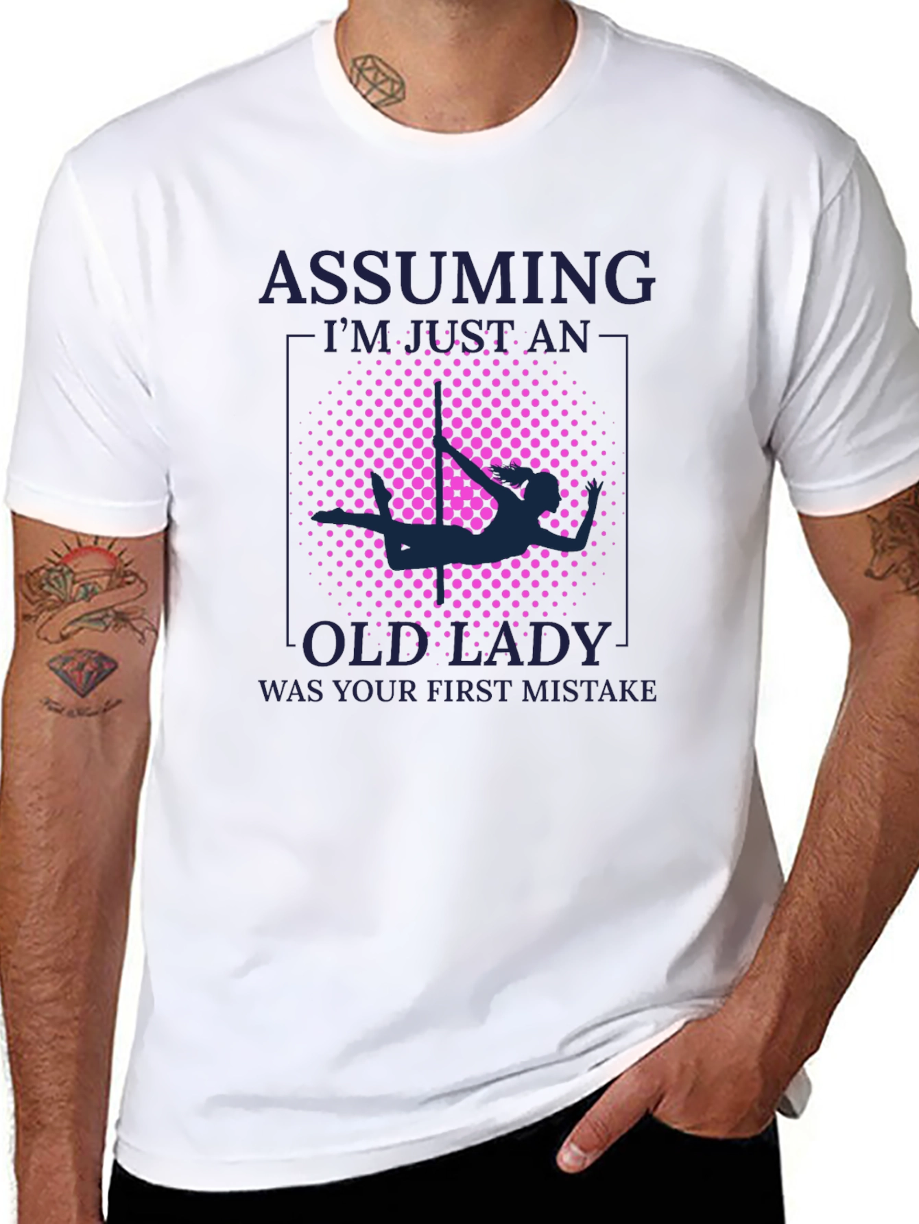 Black Assuming Old Lady Graphic T-Shirt - Pole Dancing view 8