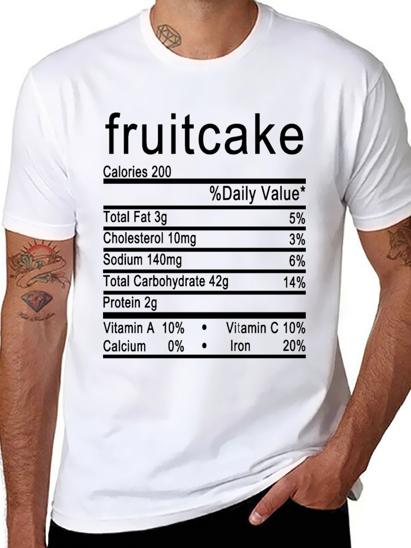 Black Fruitcake Nutrition Facts Black T-Shirt view 8
