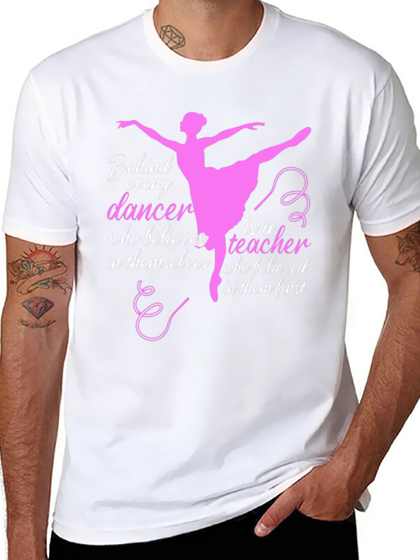 Black Ballet Teacher T-Shirt - Behind Every Dancer view 8
