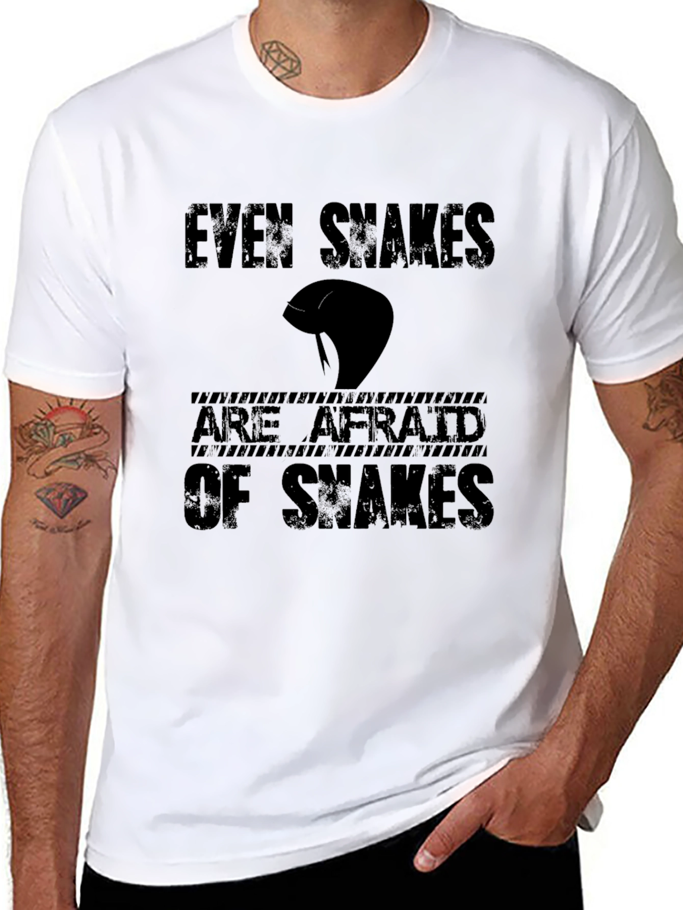 Black Even Snakes Are Afraid T-Shirt view 8