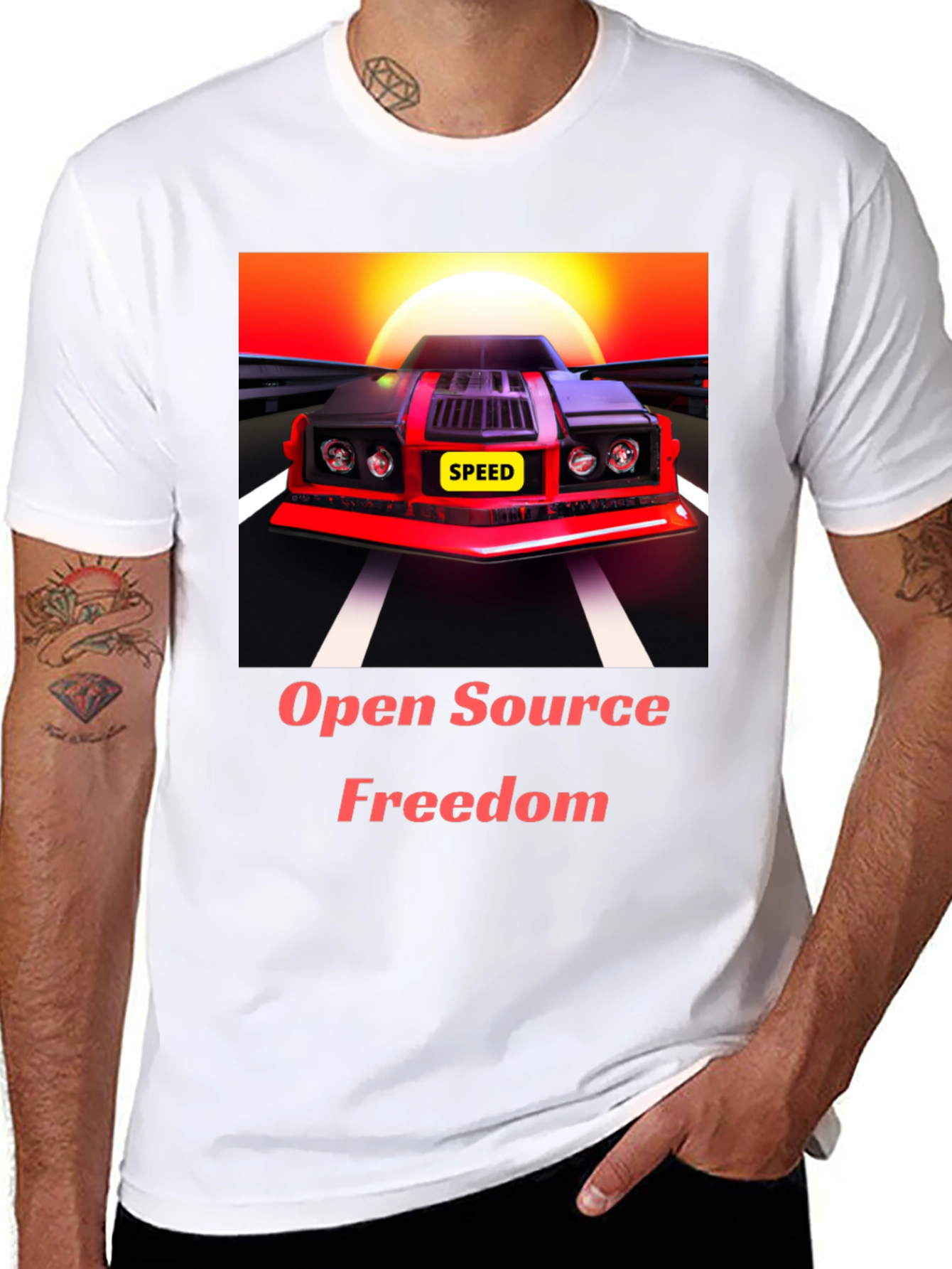 Black Open Source Freedom Graphic Tee view 8