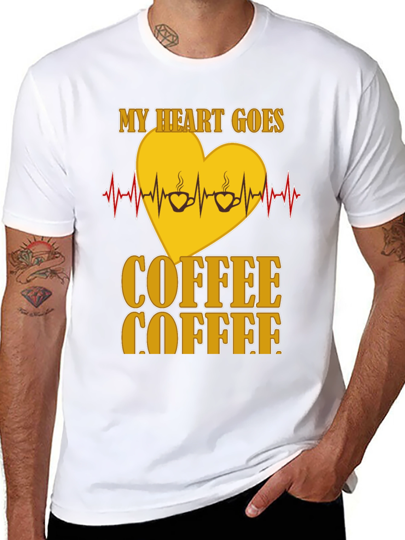 Black Coffee Lover's Heartbeat T-Shirt view 8