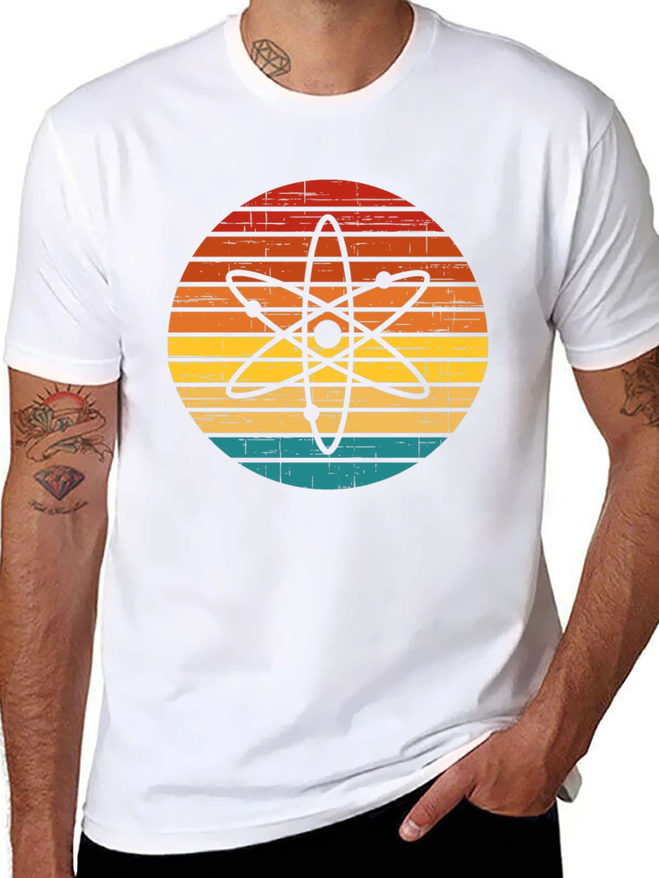 Black Retro Atom Graphic T-Shirt - Science Style view 8