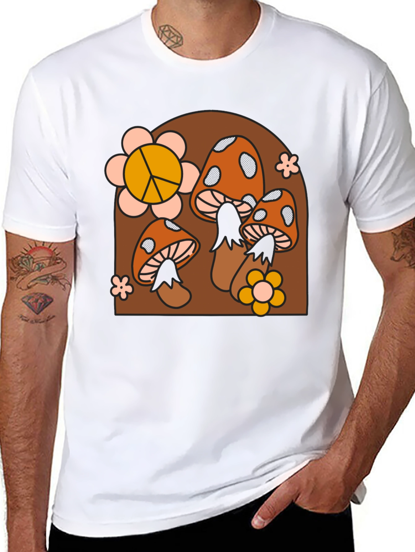 Black Retro Mushroom T-Shirt view 8