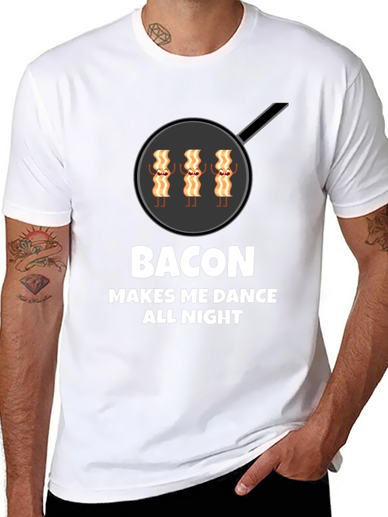 Black Bacon Makes Me Dance All Night Graphic T-Shirt view 8