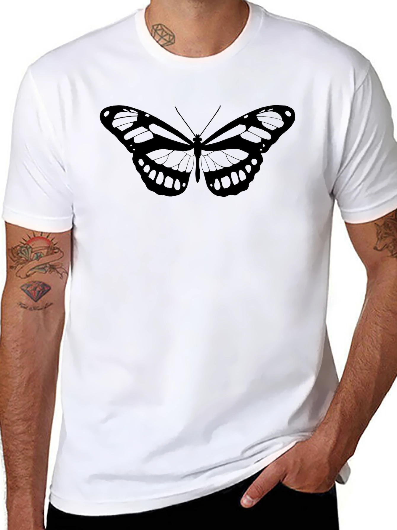 Black Butterfly Graphic Black T-Shirt view 8