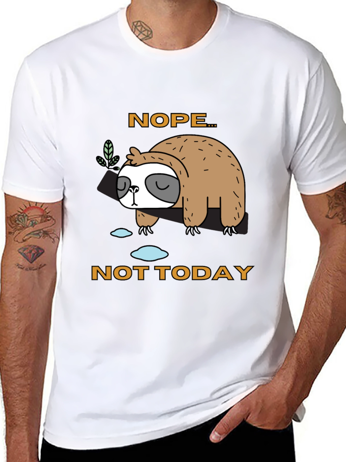 Black Nope, Not Today Sloth Graphic T-Shirt view 8