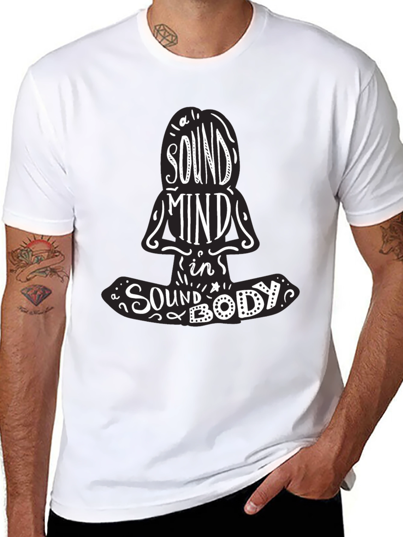 Black Sound Mind in a Sound Body Graphic Tee - Unisex Black T-Shirt view 8