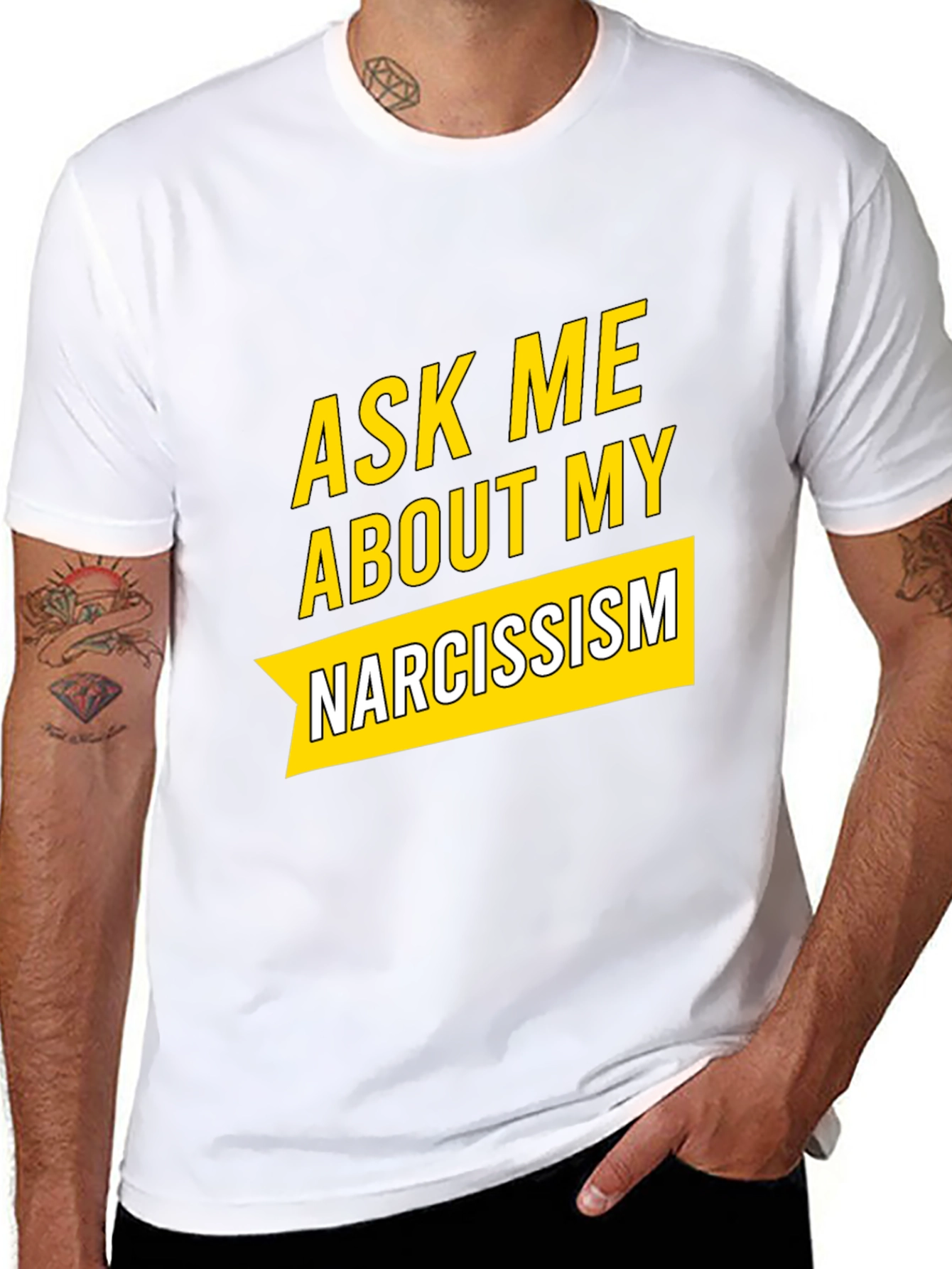 Black Ask Me About My Narcissism Black T-Shirt view 8