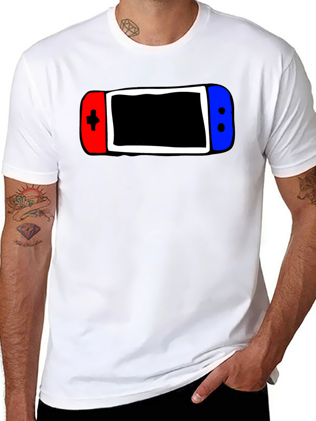 Black Gamer Style Tee - Console Controller Graphic T-Shirt view 8