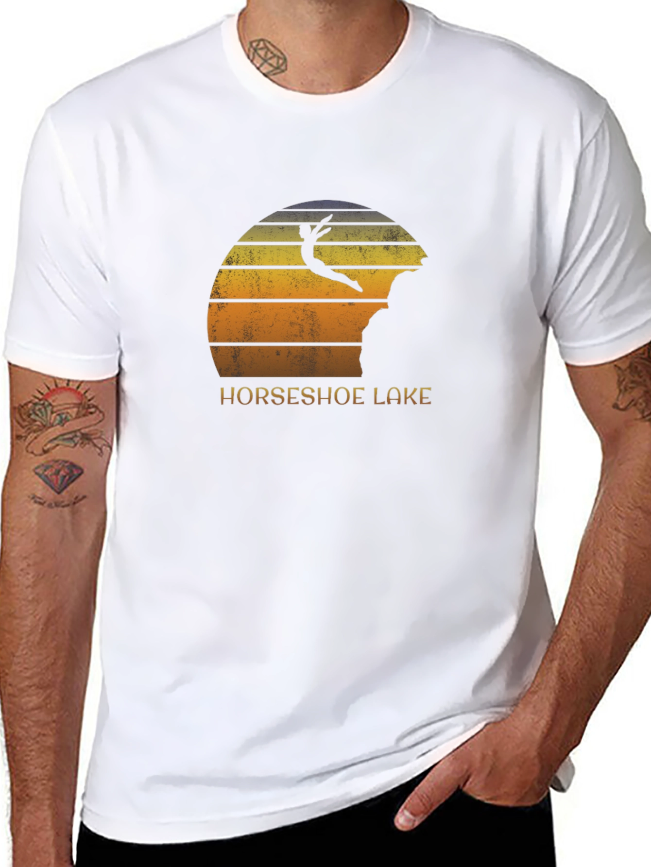Black Horseshoe Lake Cliff Diver Black T-Shirt view 8
