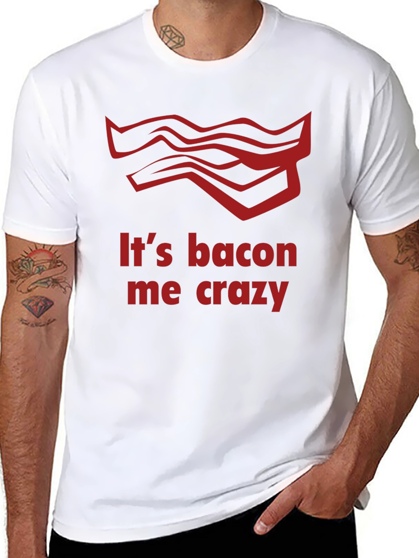 Black It's Bacon Me Crazy T-Shirt view 8