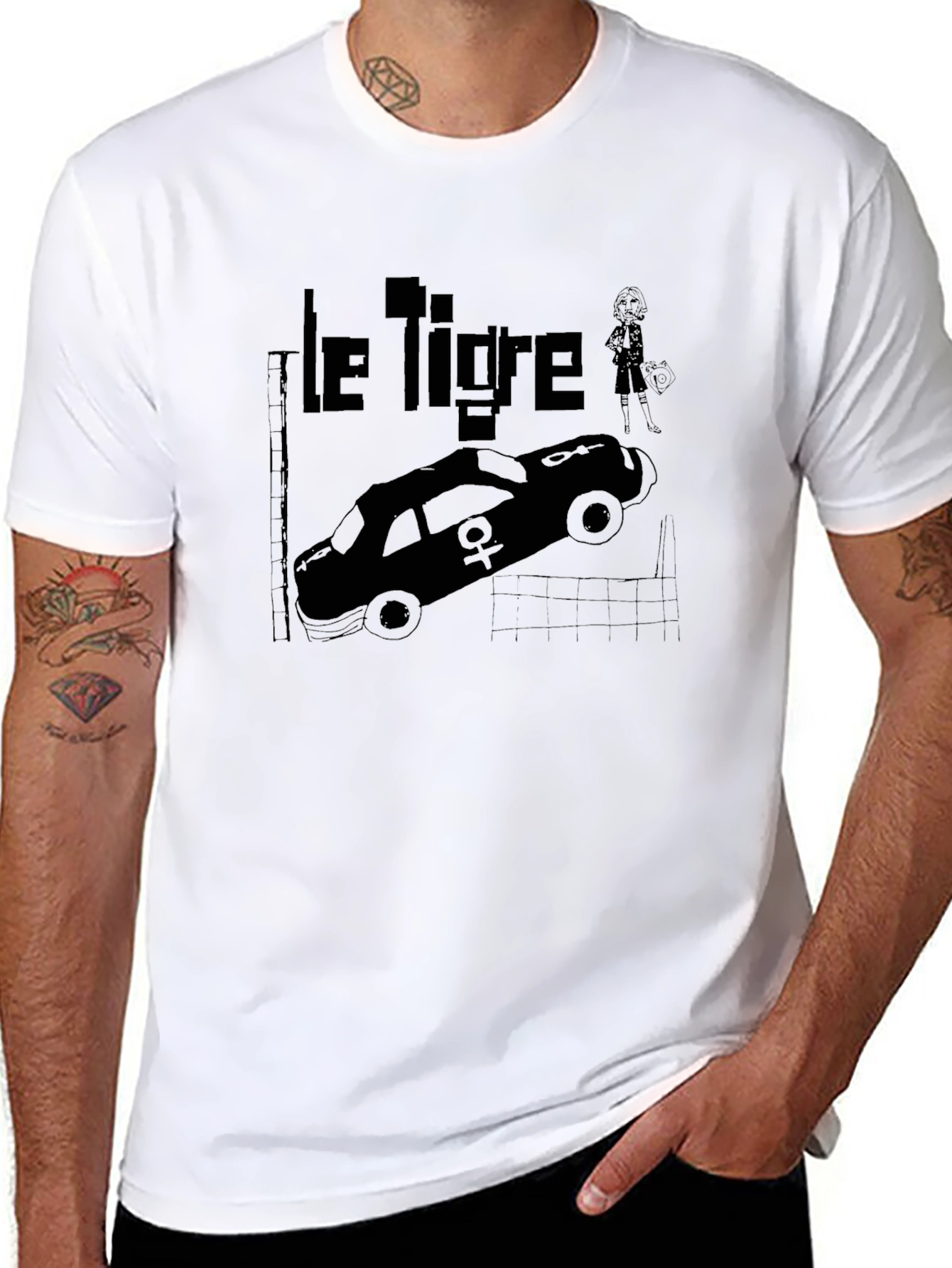 Black Le Tigre Graphic Tee - Black Unisex T-Shirt view 8