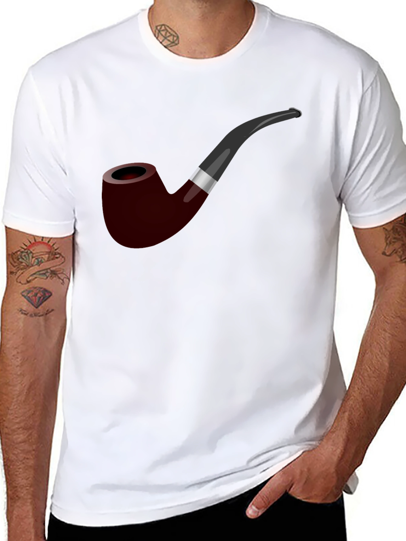 Black Smoking Pipe Graphic T-Shirt - Classic Style view 8