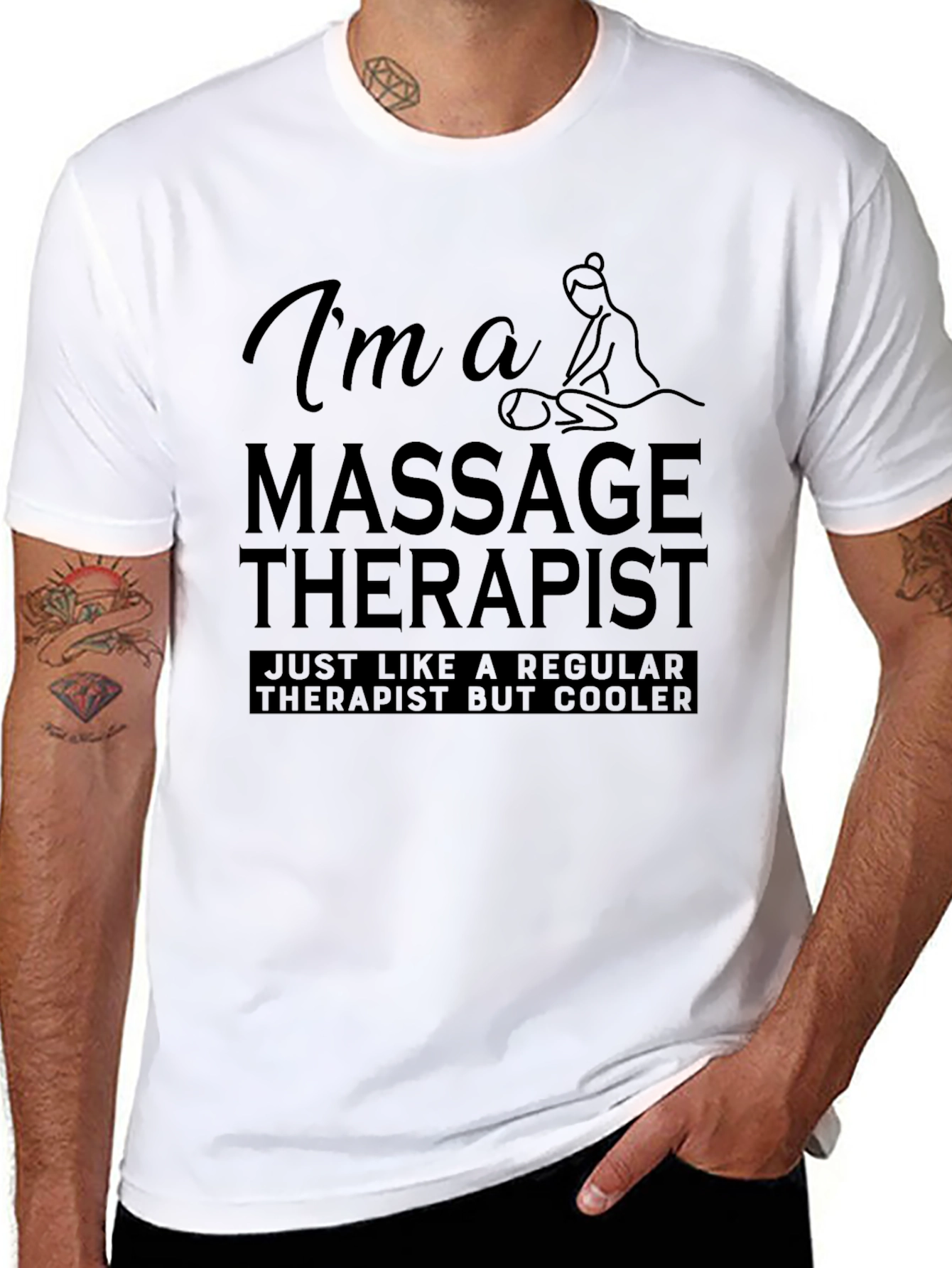 Black Massage Therapist Funny T-Shirt view 8
