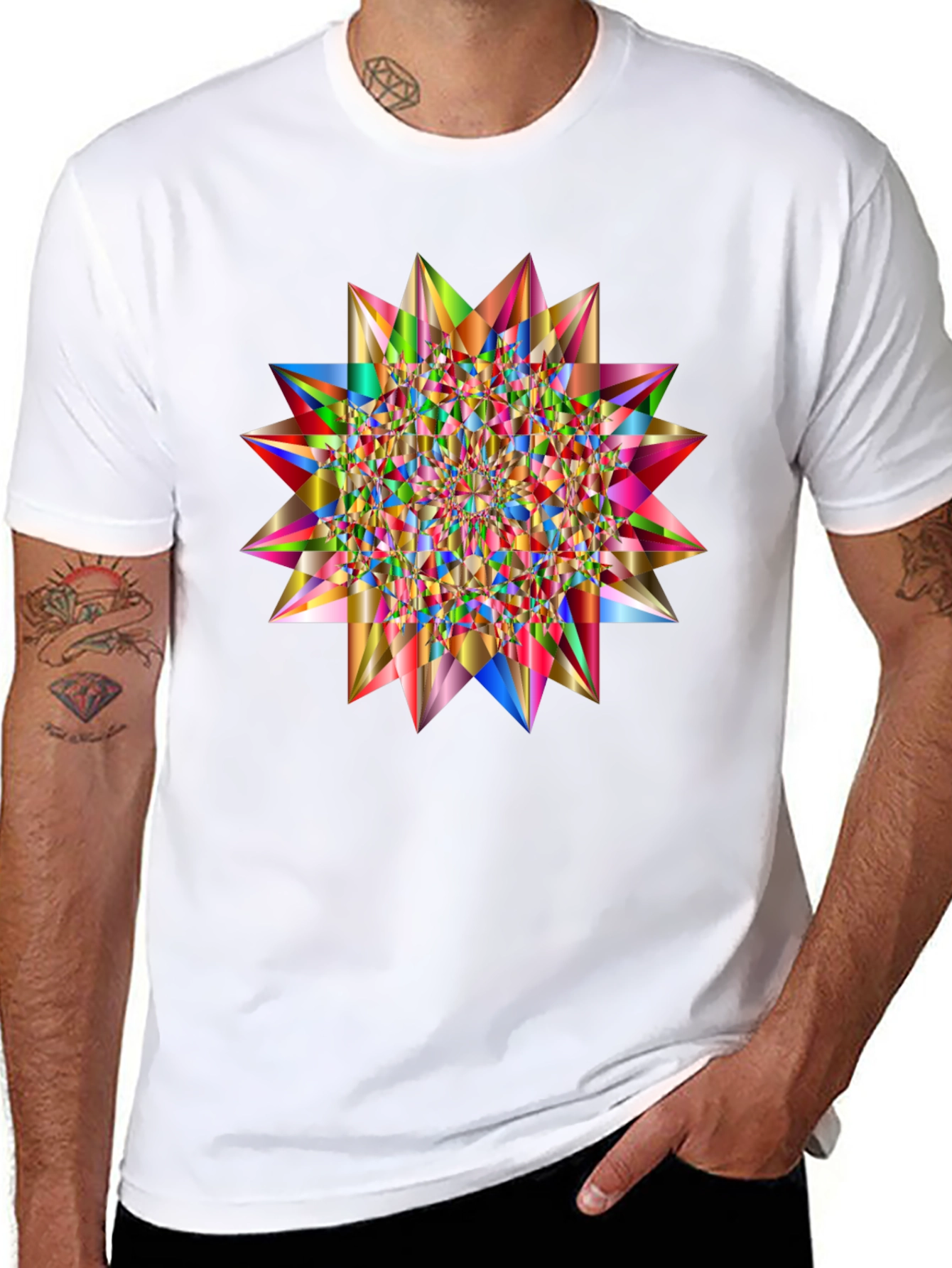 Black Geometric Starburst Tee view 8