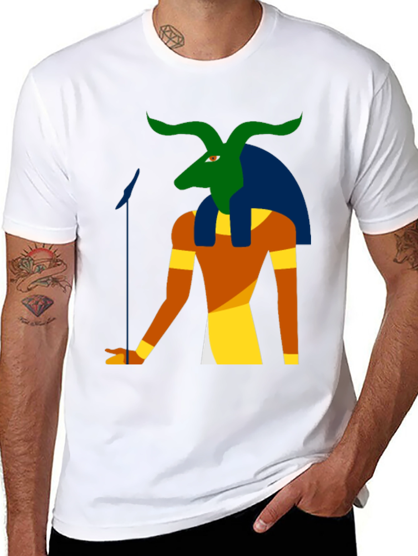 Black Egyptian Deity Graphic Tee - Black Cotton Shirt view 8