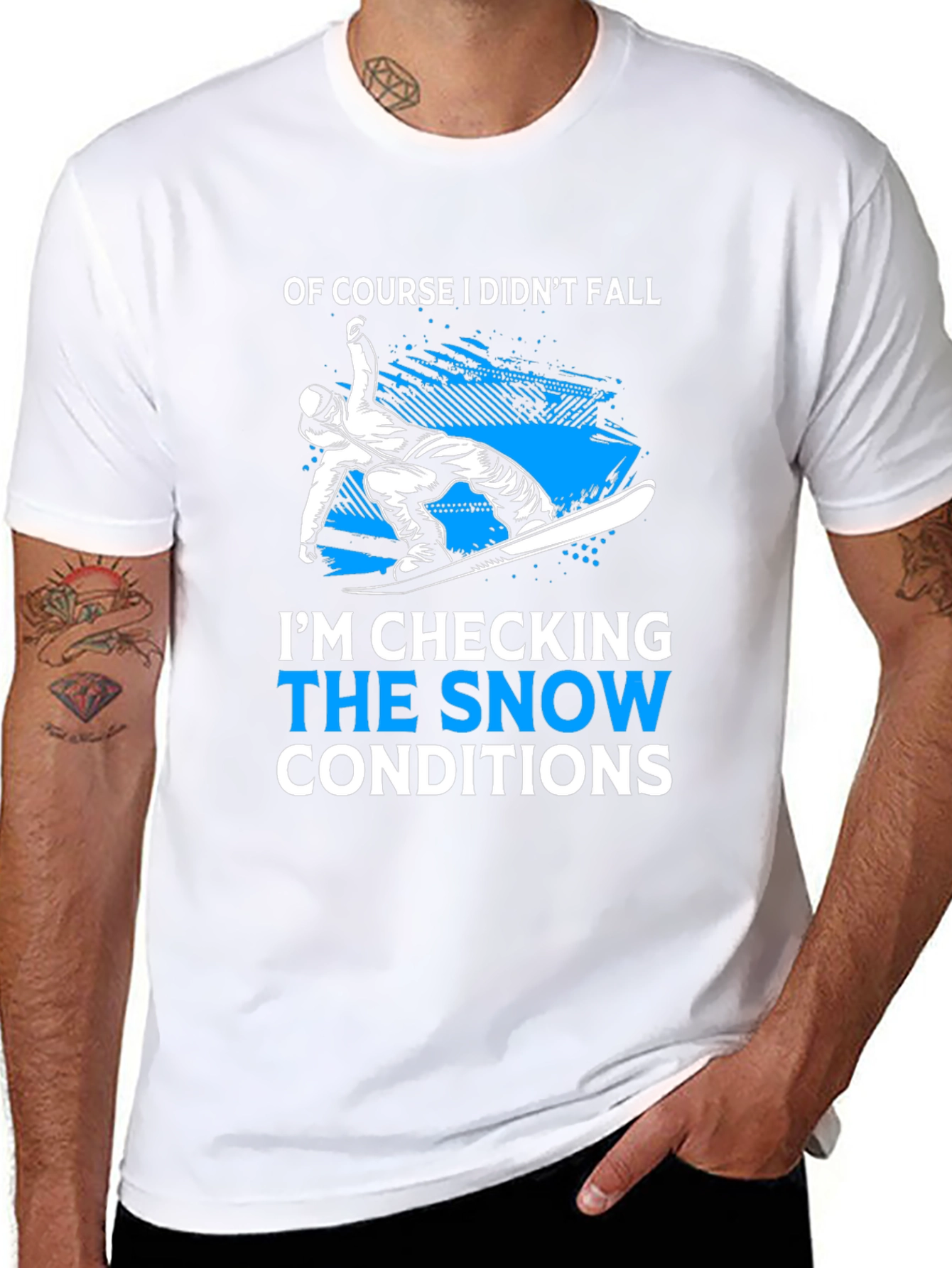 Black Funny Snowboarding T-Shirt - Snow Conditions Check view 8