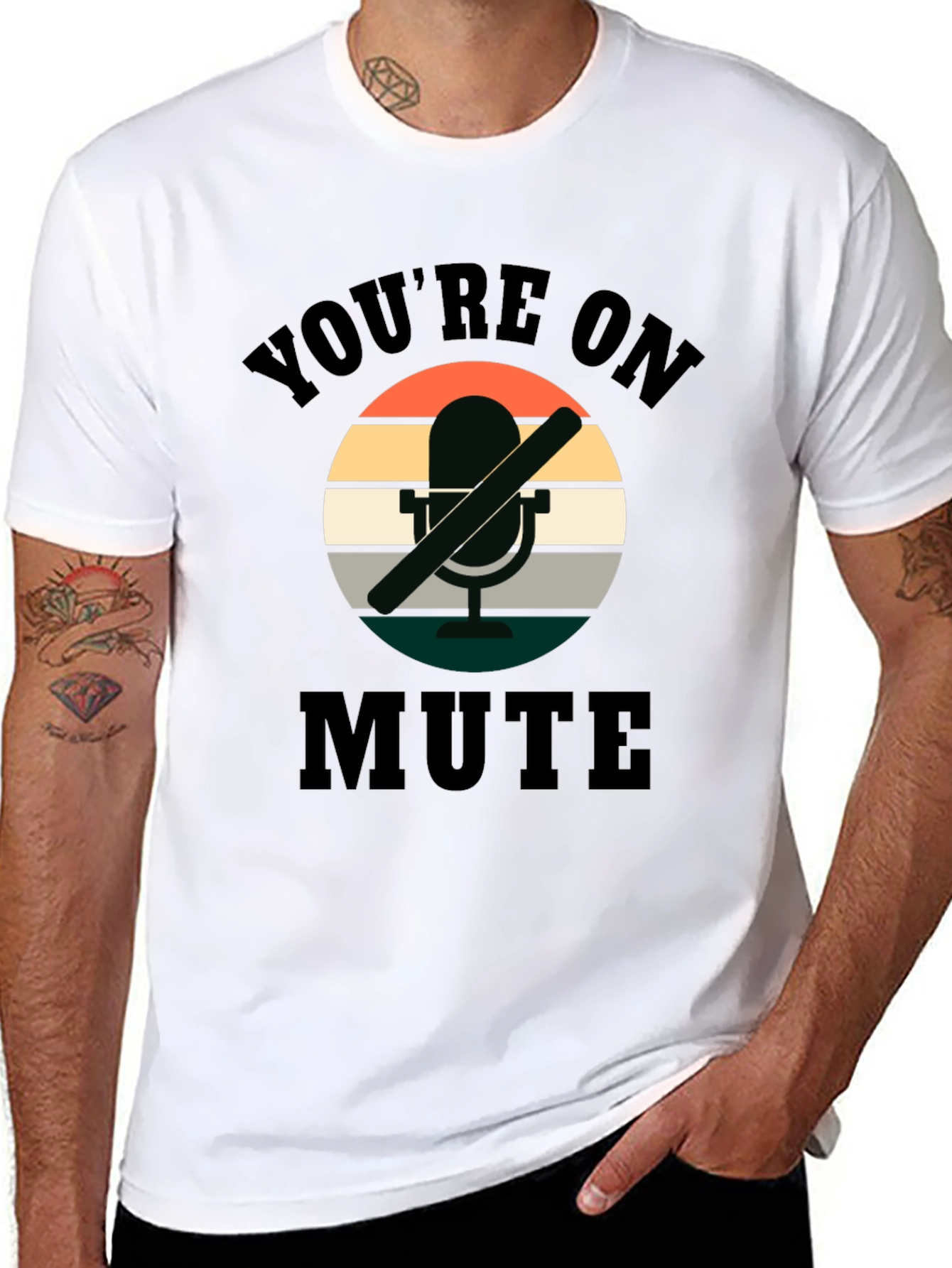 Black You're on Mute Retro Graphic Tee view 8