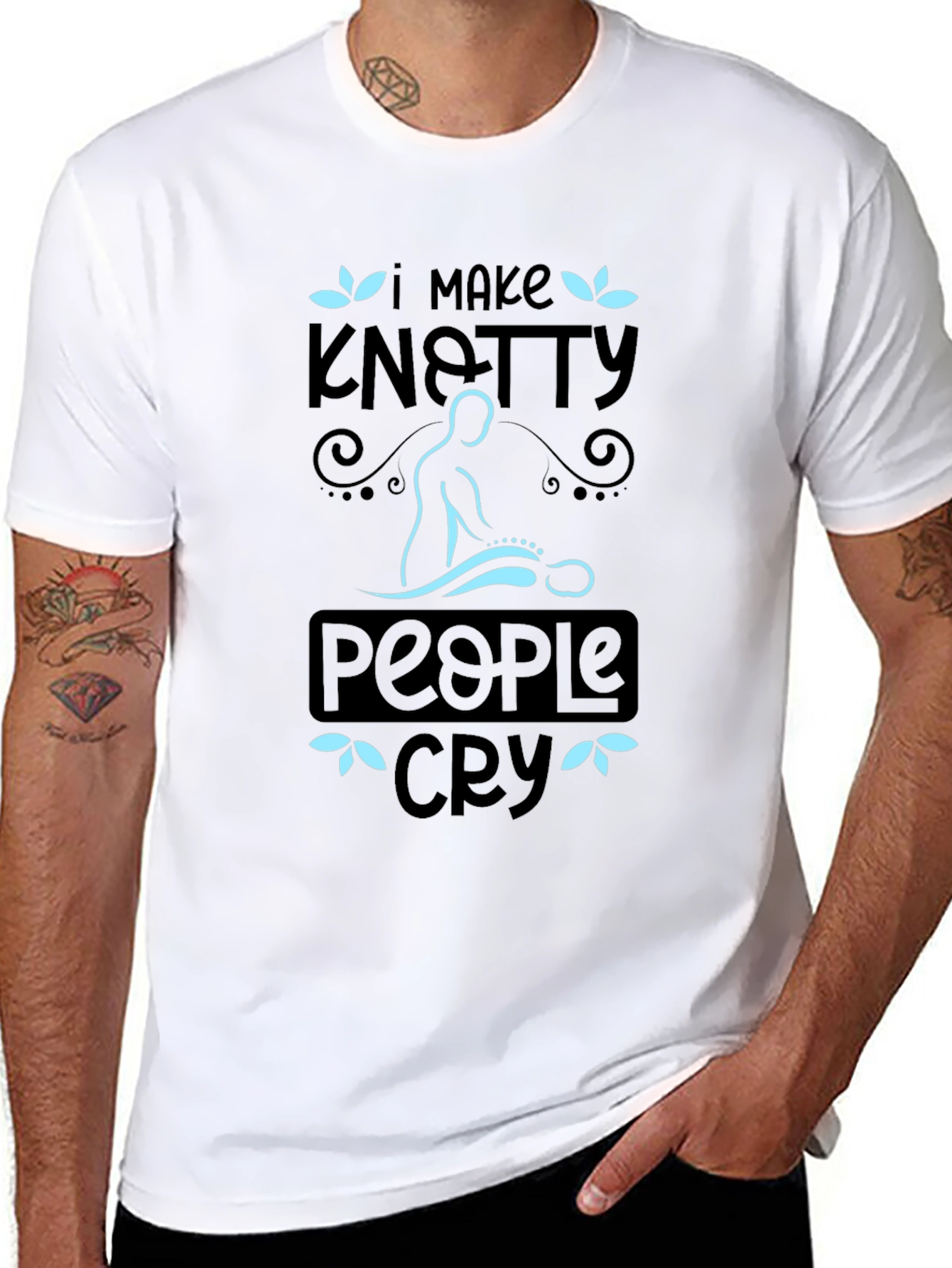 Knotty People Cry T-Shirt - Massage Therapist Tee - 8