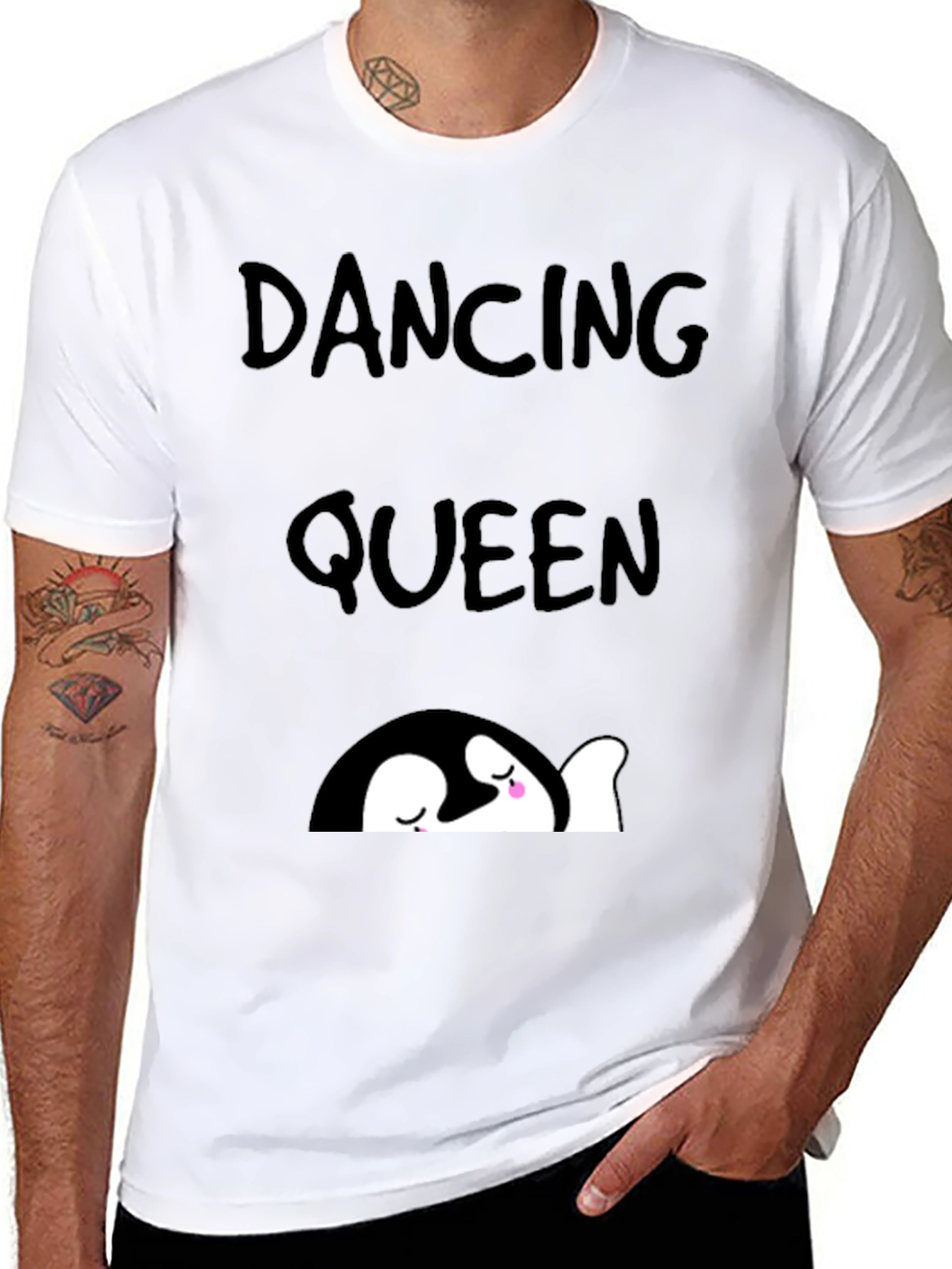Black Dancing Queen Penguin Graphic Tee view 8